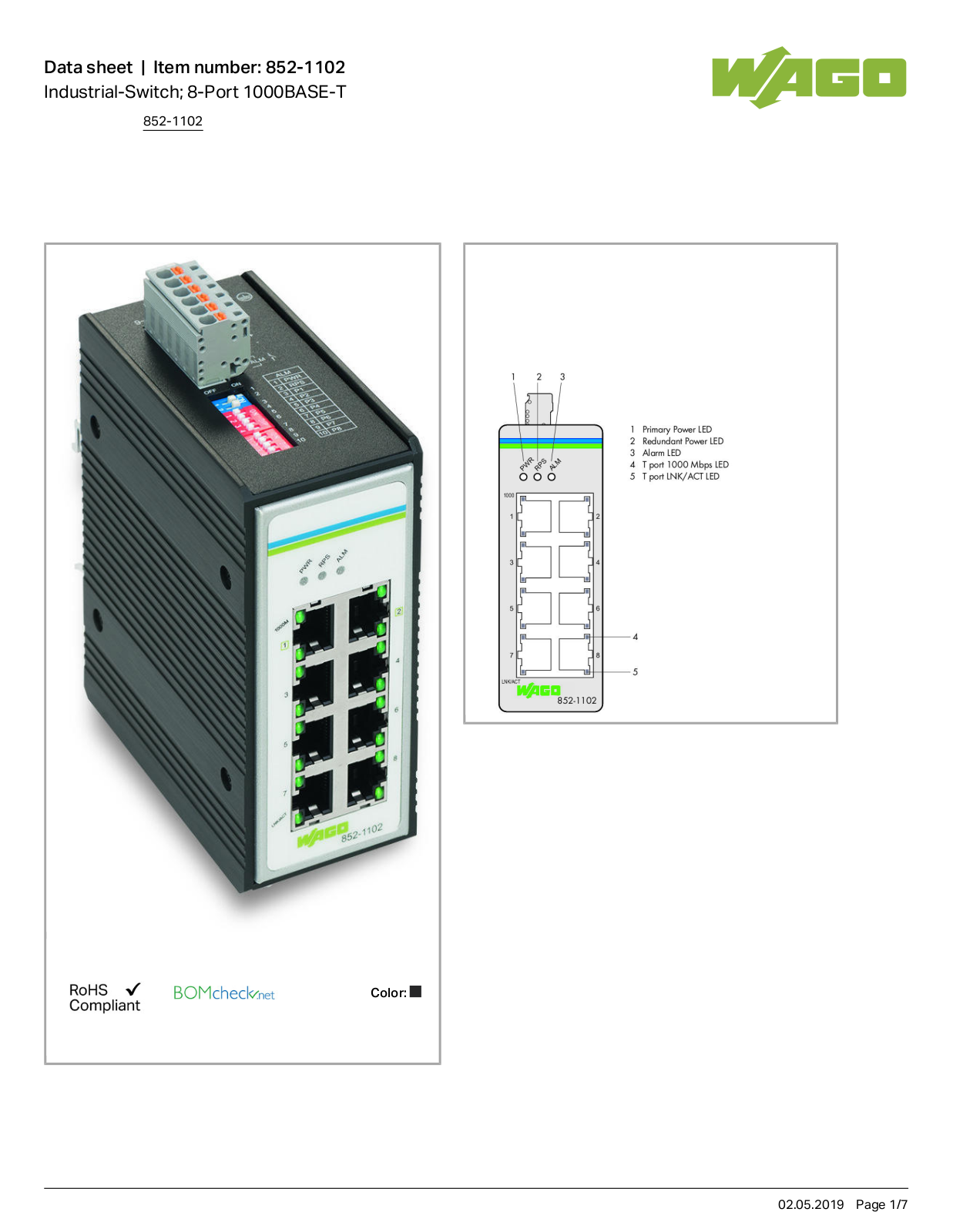 Wago 852-1102 Data Sheet