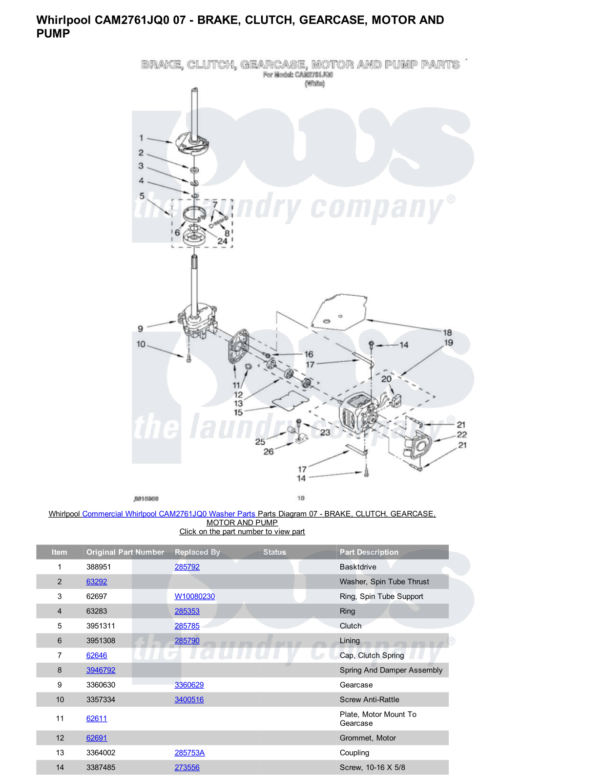 Whirlpool CAM2761JQ0 Parts Diagram