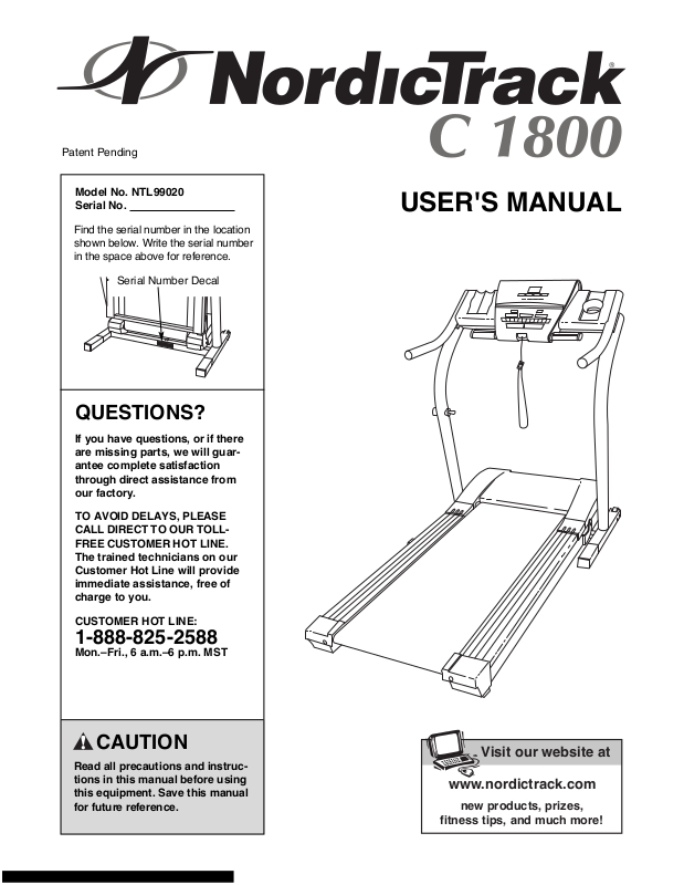 Nordictrack C1800 User Manual