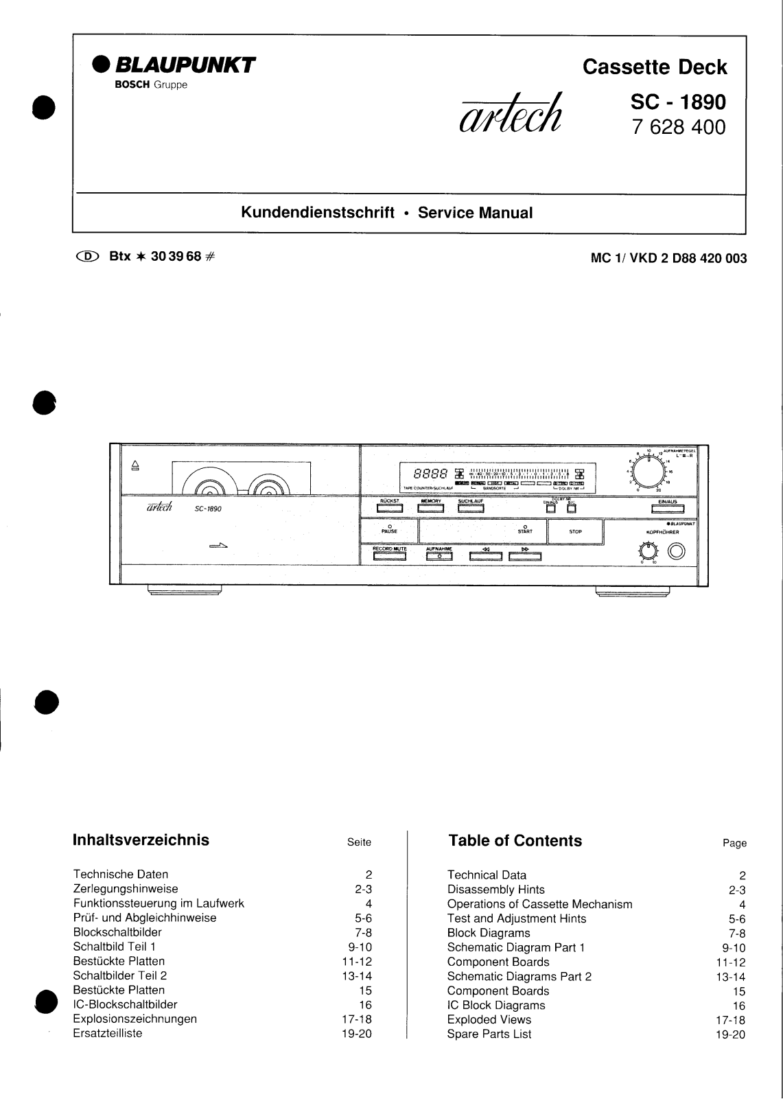 Blaupunkt SC-1890 Service manual