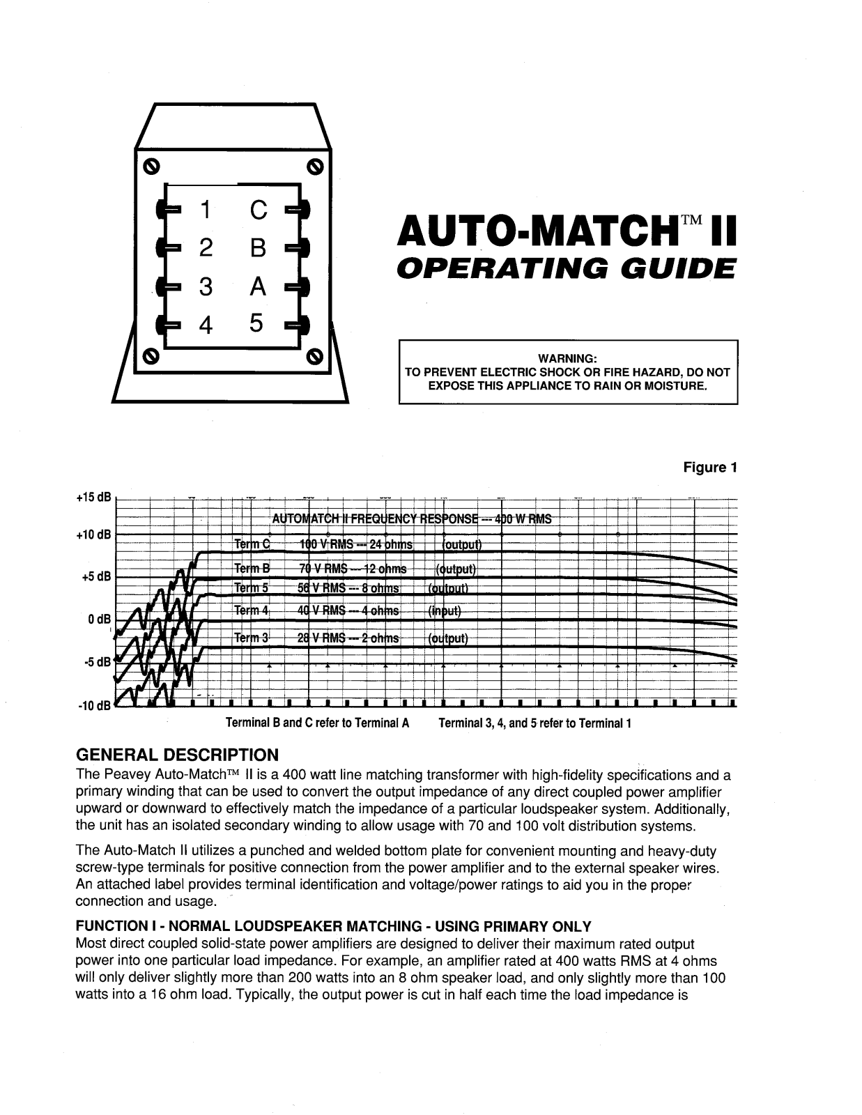 Peavey AUTO-MATCH II Operating Manual