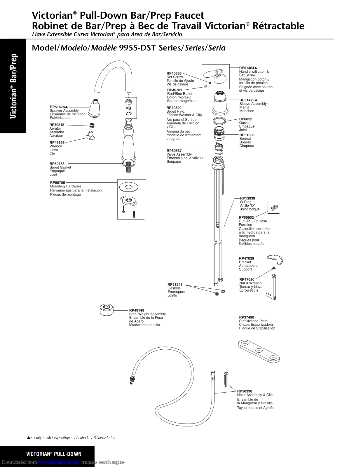 Delta Victorian 9955-DST Series Parts Manual