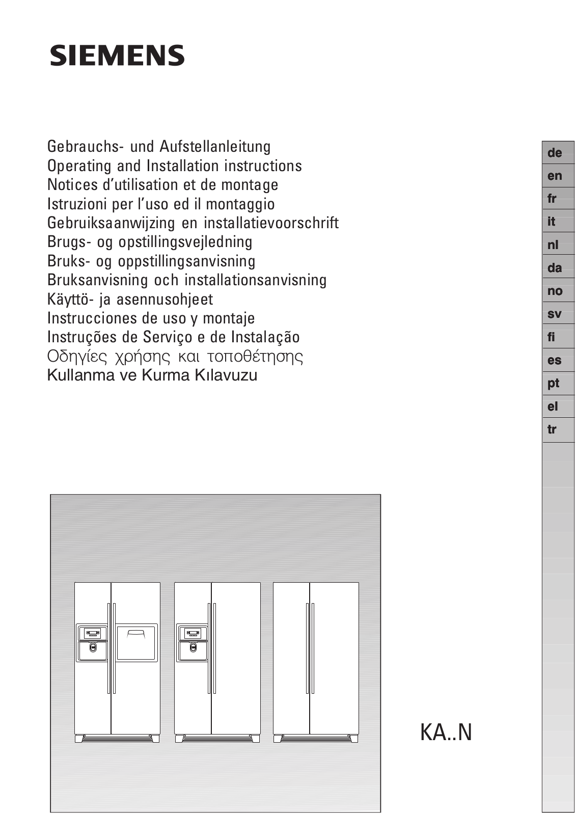 SIEMENS KA58NA10, KA62NV40, KA58NP95, KA58NP90GB, KA58NA40GB User Manual