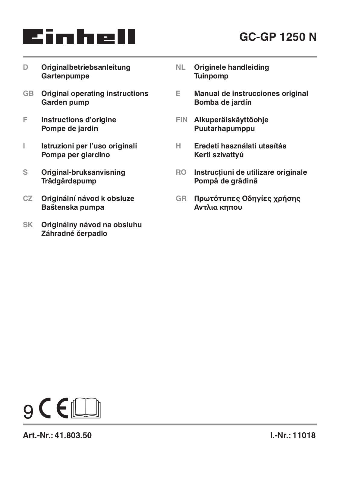 Einhell GC-GP 1250 N operation manual