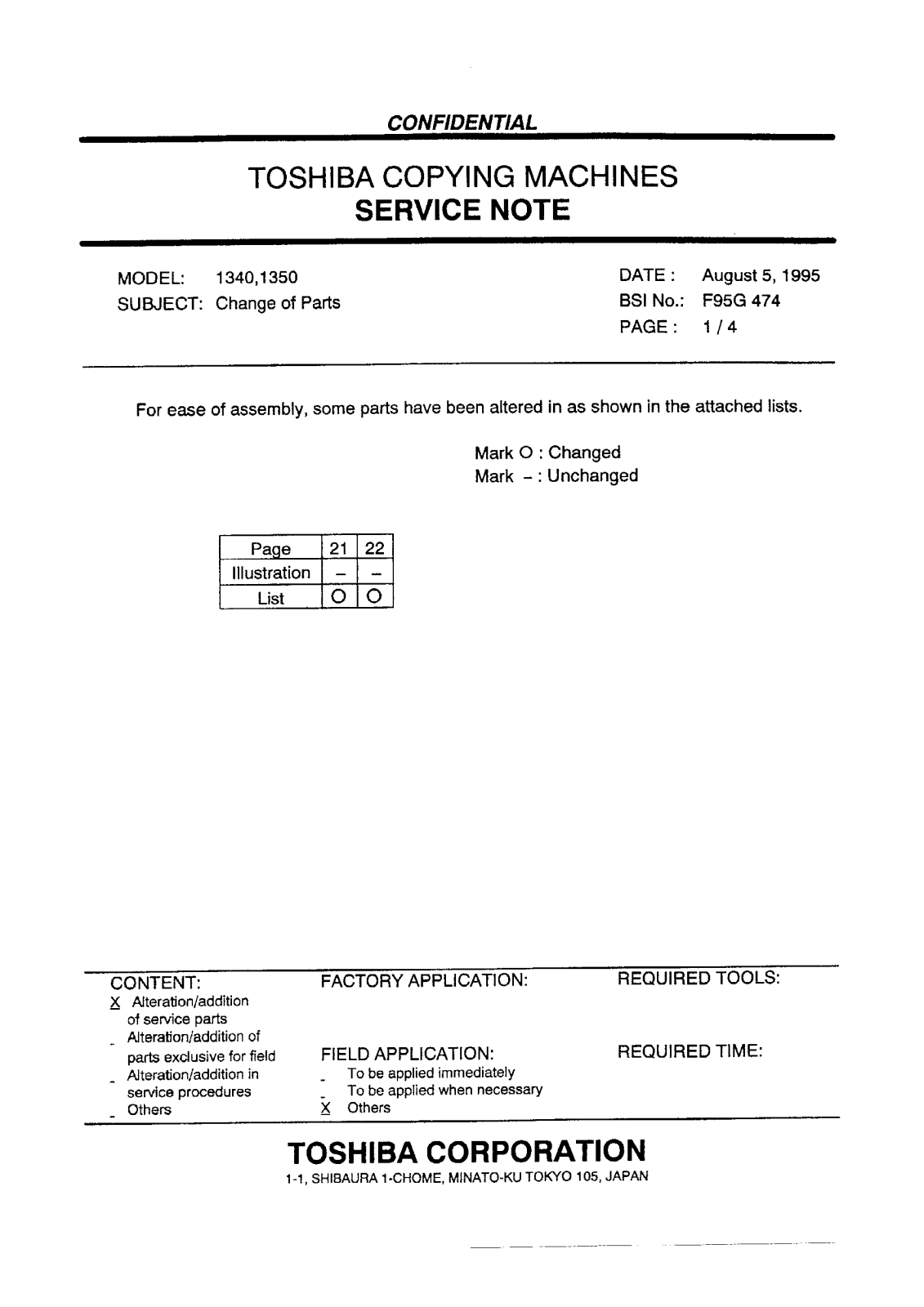 Toshiba f95g474 Service Note