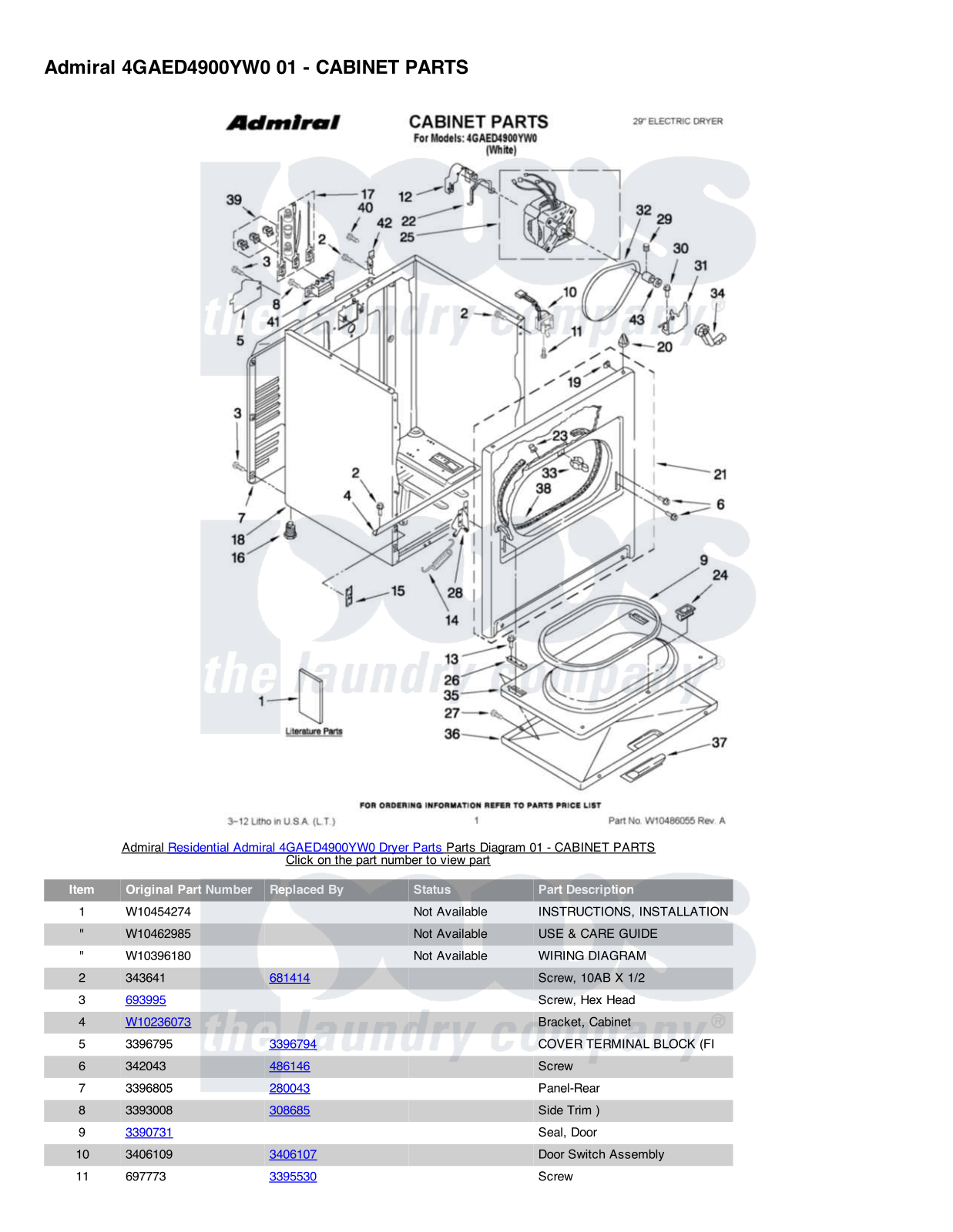 Admiral 4GAED4900YW0 Parts Diagram