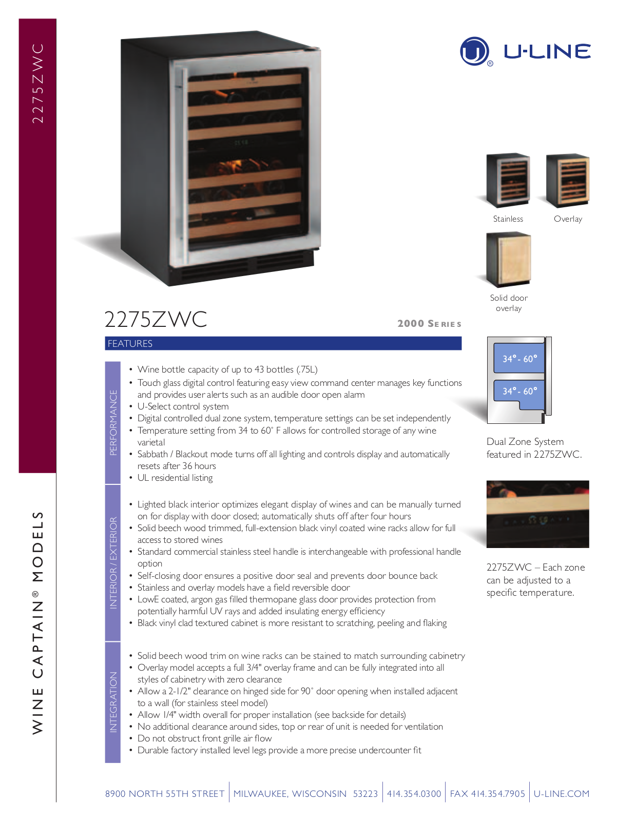 U-Line U-2275WCS-00 User Manual