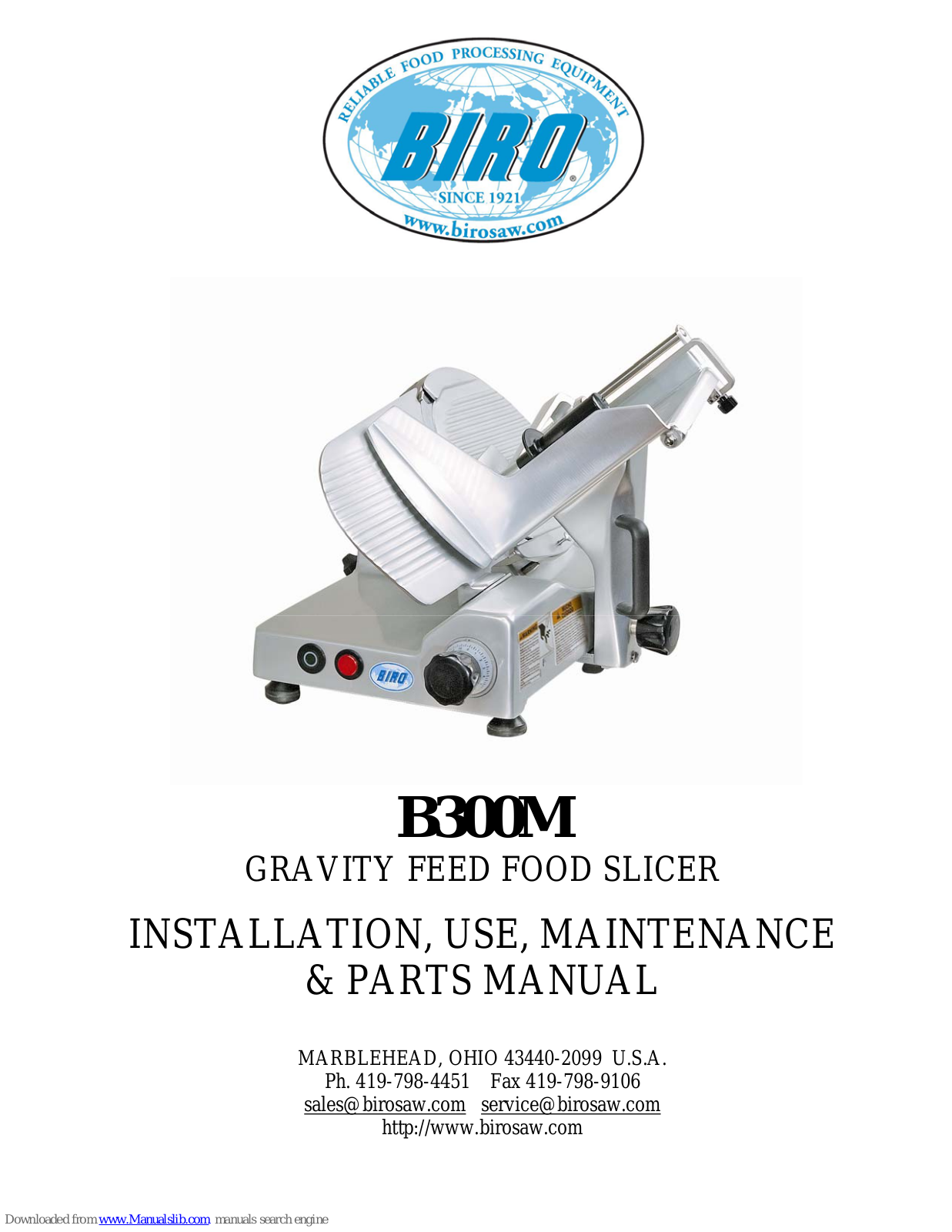 BIRO B300M Installation - Use - Maintenance - ManualMachine.com