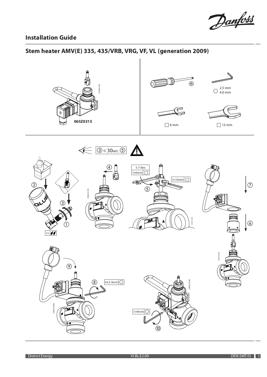 Danfoss AMV(E) 335, AMV(E) 435/VRB Installation guide