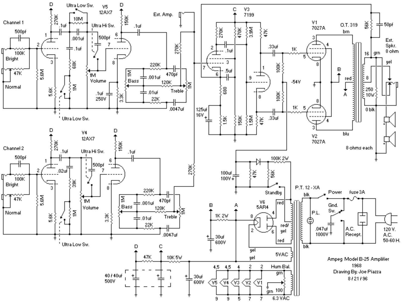 Ampeg b25 jp schematic