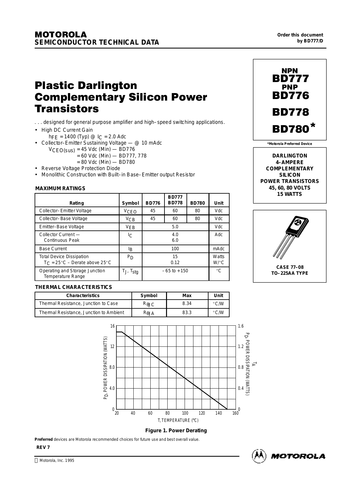 Motorola BD776, BD780, BD778, BD777 Datasheet