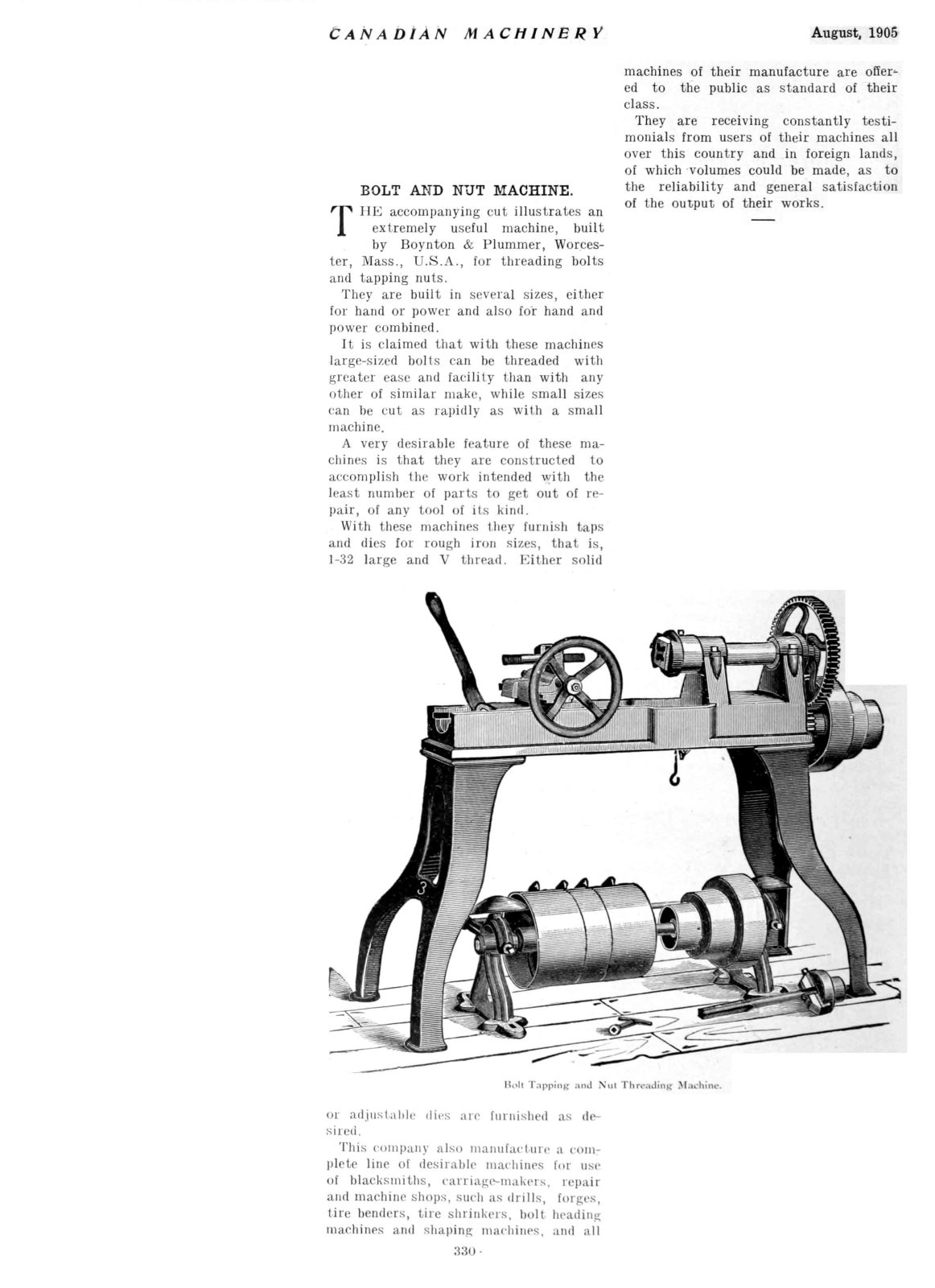 Boynton & Plummer Bolt tapping and nut threading machine Lathes - ManualMachine.com