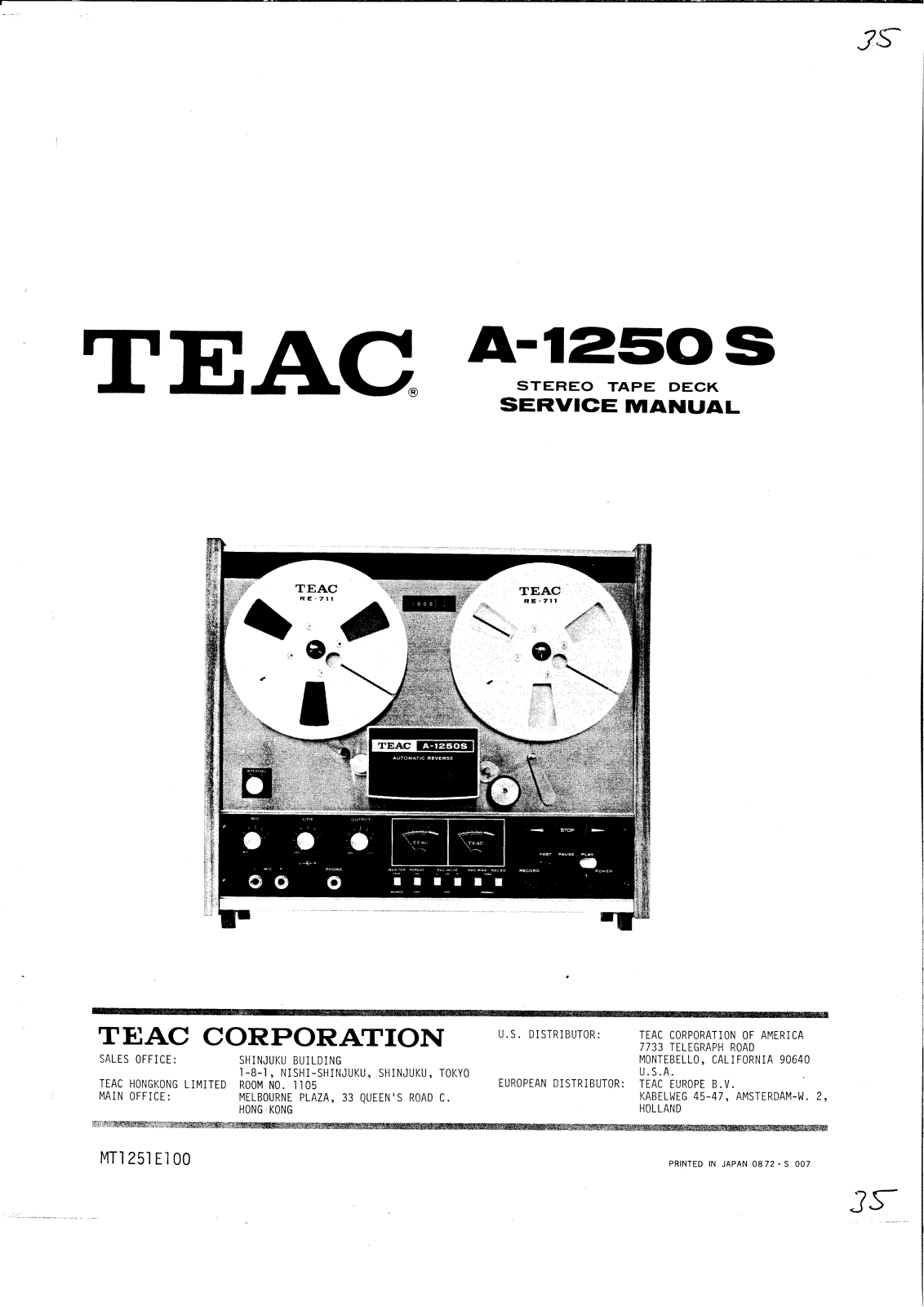 Teac A-1250-S Service Manual