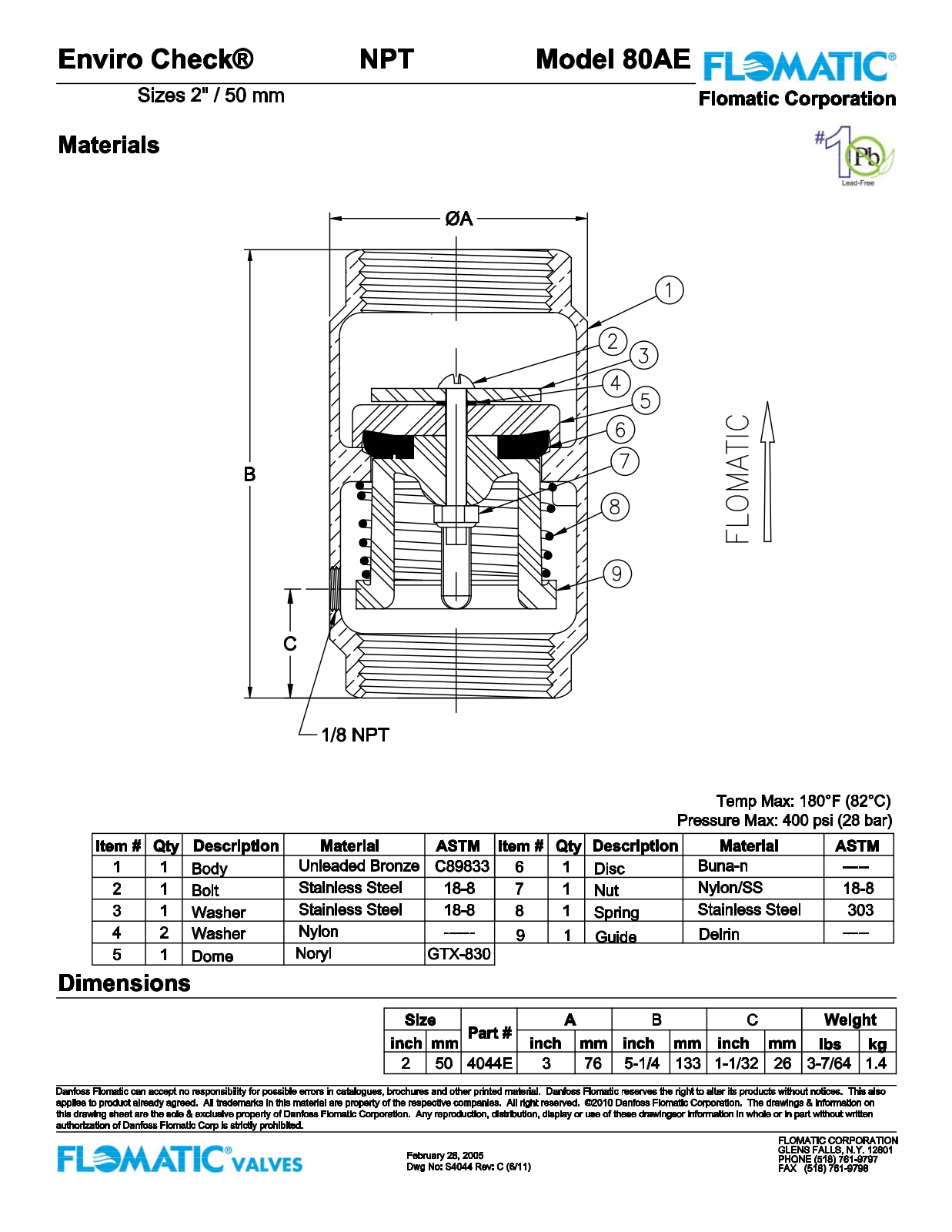 Flomatic 80AE Parts List