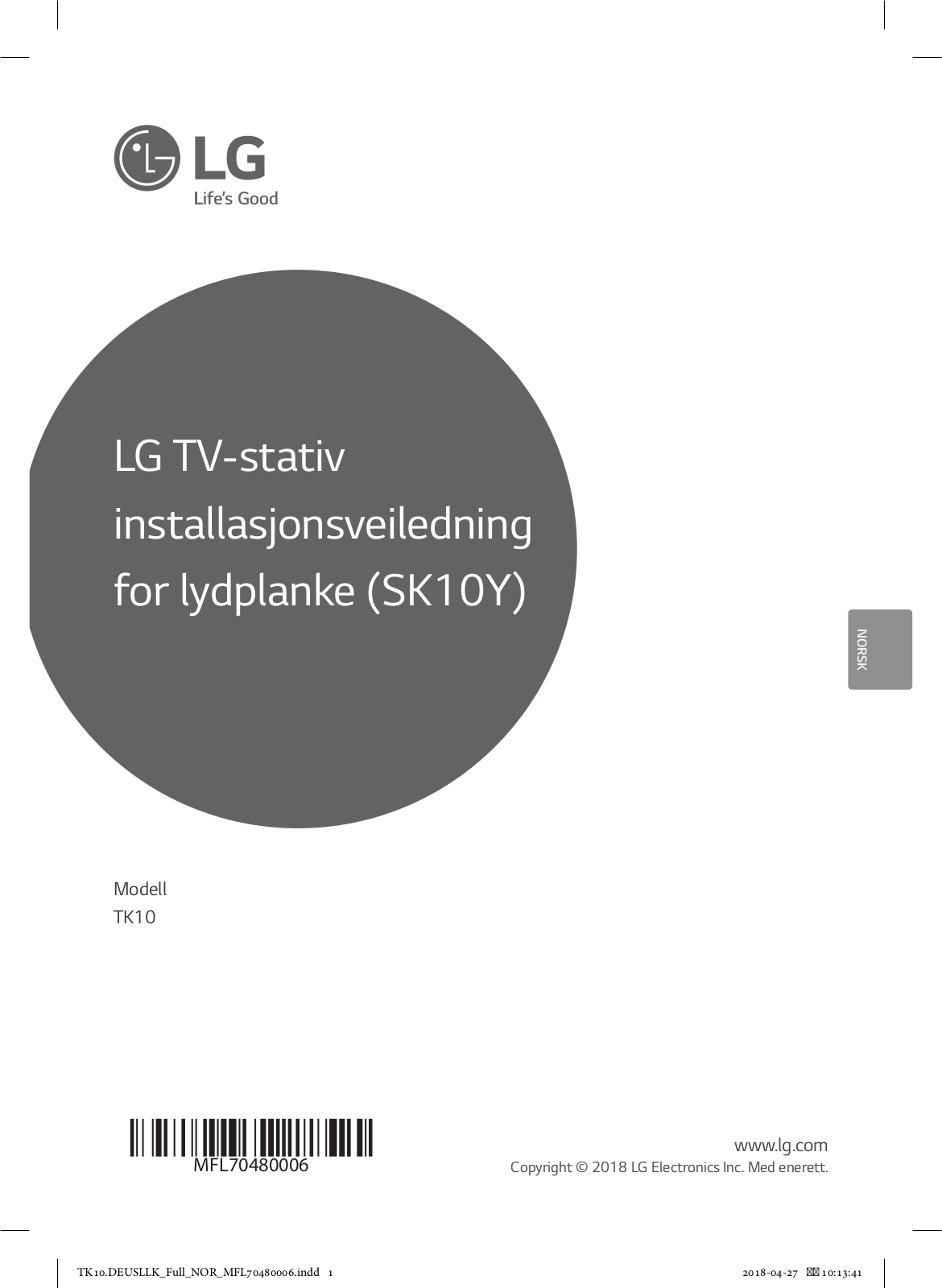 LG TK10 User manual