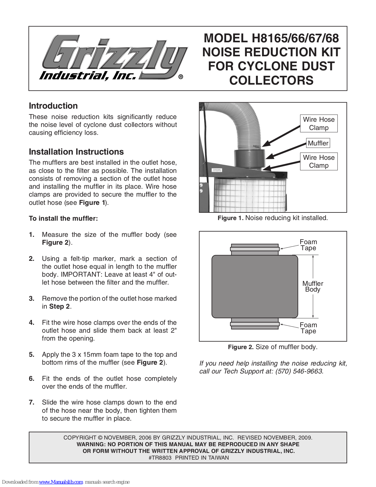 Grizzly H8166, H8167, H8168 Installation Instructions Manual