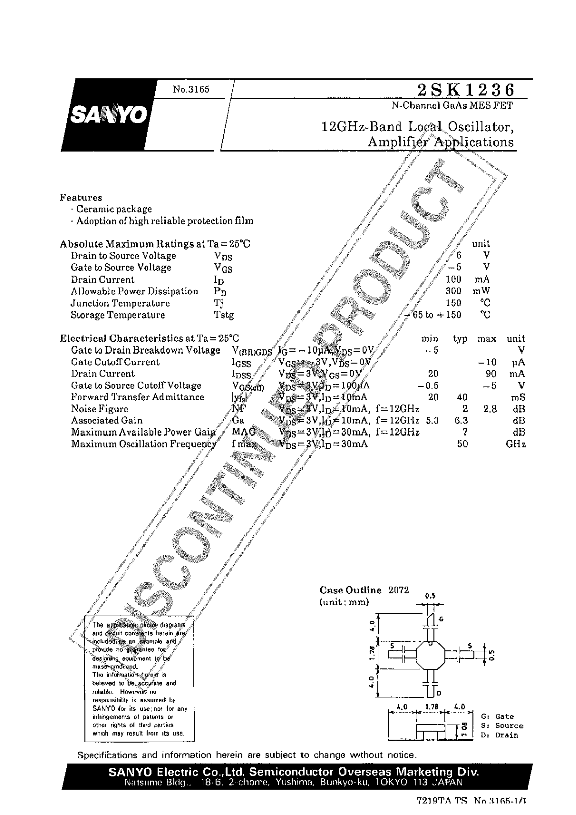 Sanyo 2SK1236 Specifications