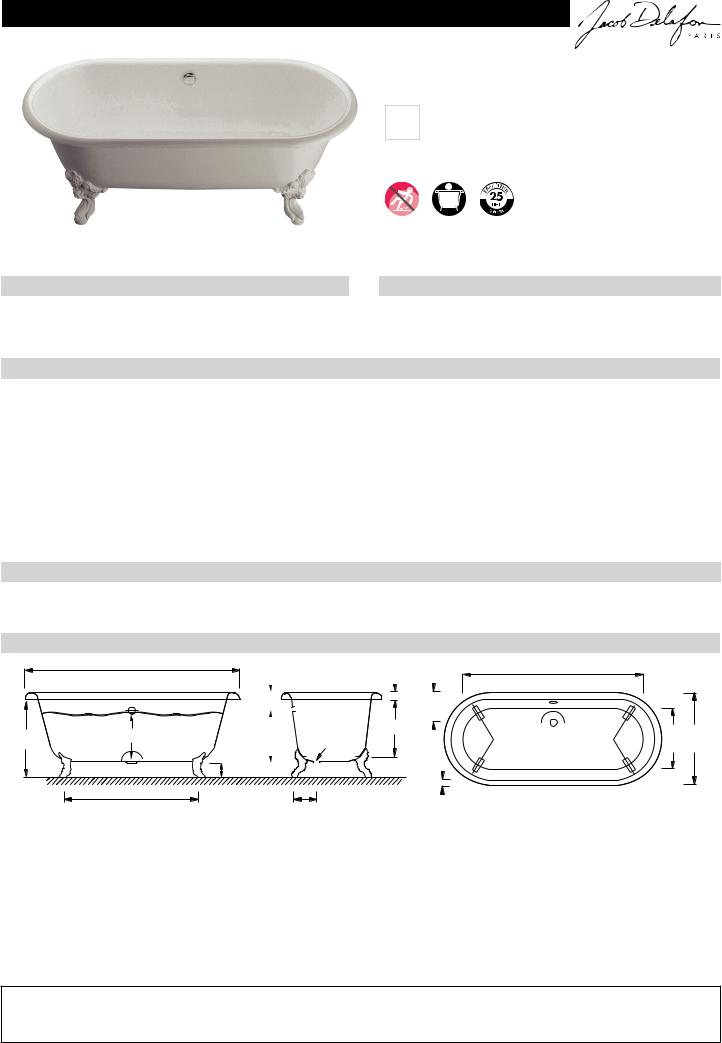 Jacob Delafon CLEO E2901-00 Dimensions