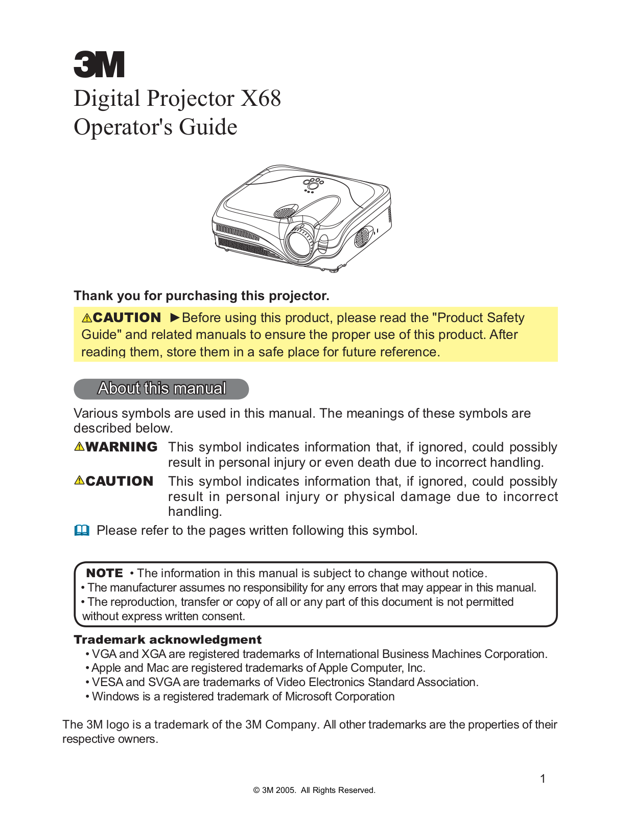 3M X68 Operator Guide