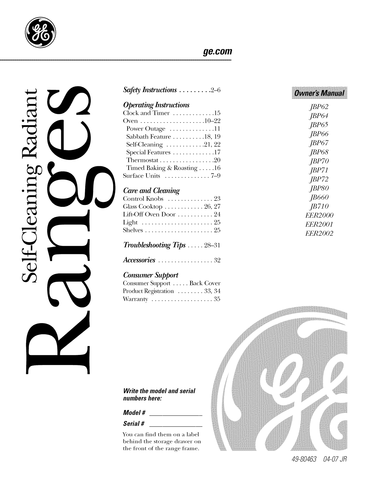 GE JBP81TM2WW, JBP81TM2CC, JBP81SM2SS, JBP81DM2BB, JBP80TM2WW Owner’s Manual - ManualMachine.com