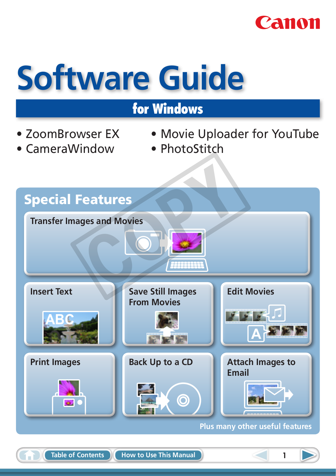 Canon A2200 Blue, A3300 IS Red Software Guide for Windows