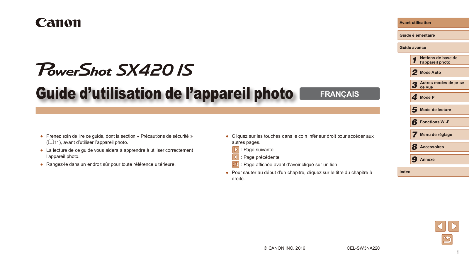 CANON SX420 IS Guide d’utilisation