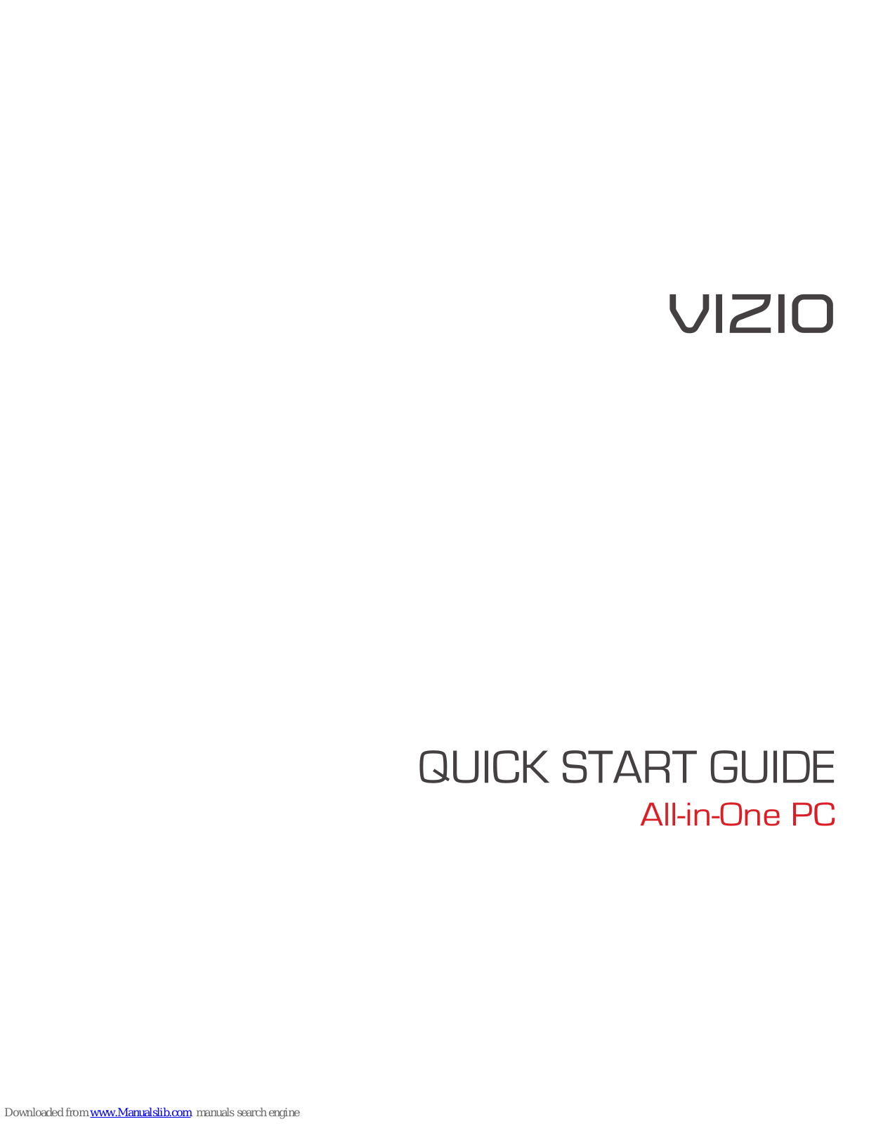 Vizio All-In-One PC Quick Start Manual