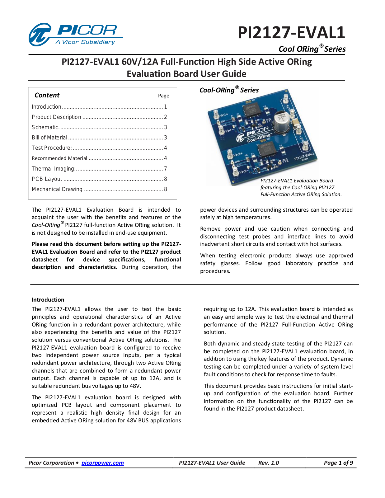 Vicor PI2127-EVAL1 User Manual