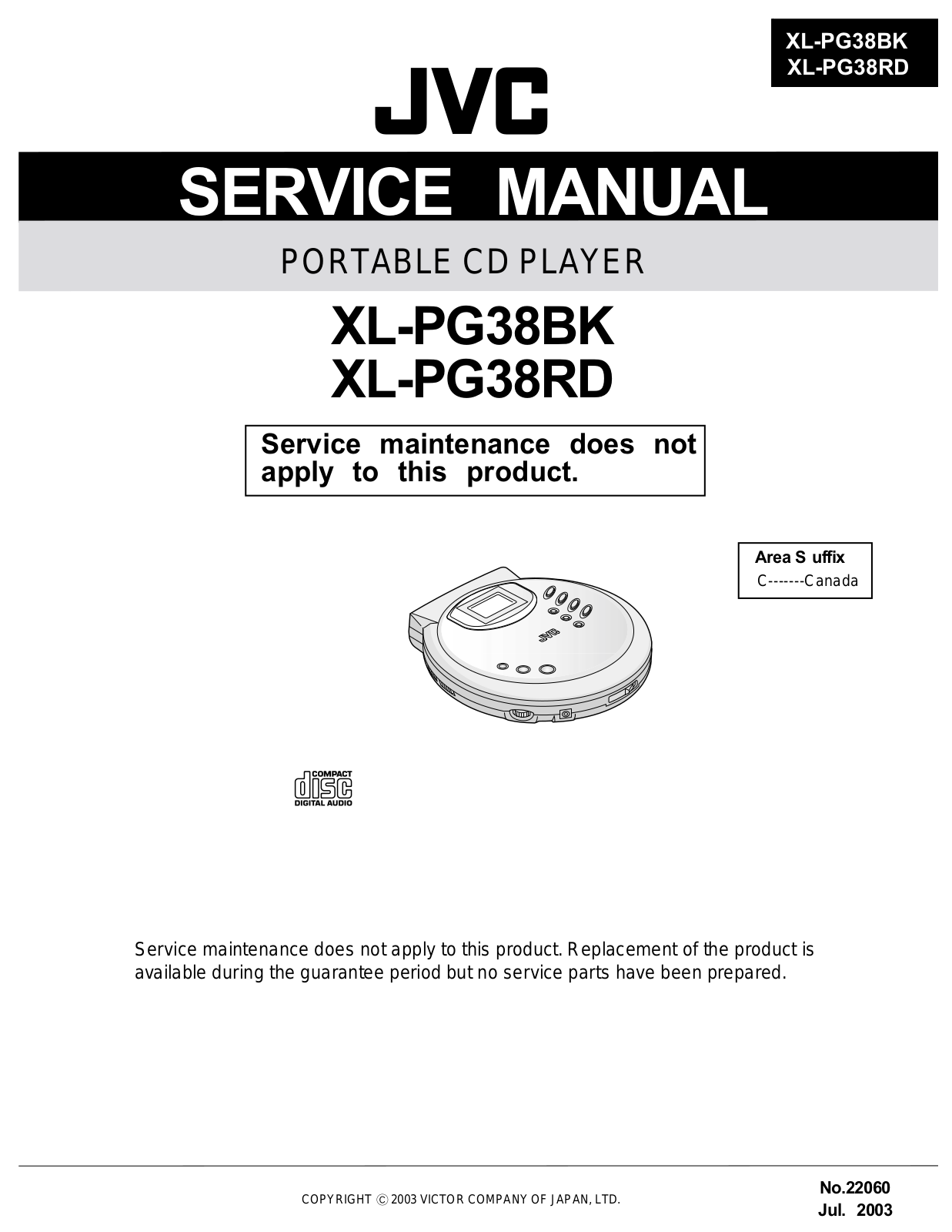 JVC XL-PG38BK, XL-PG38RD Service Manual