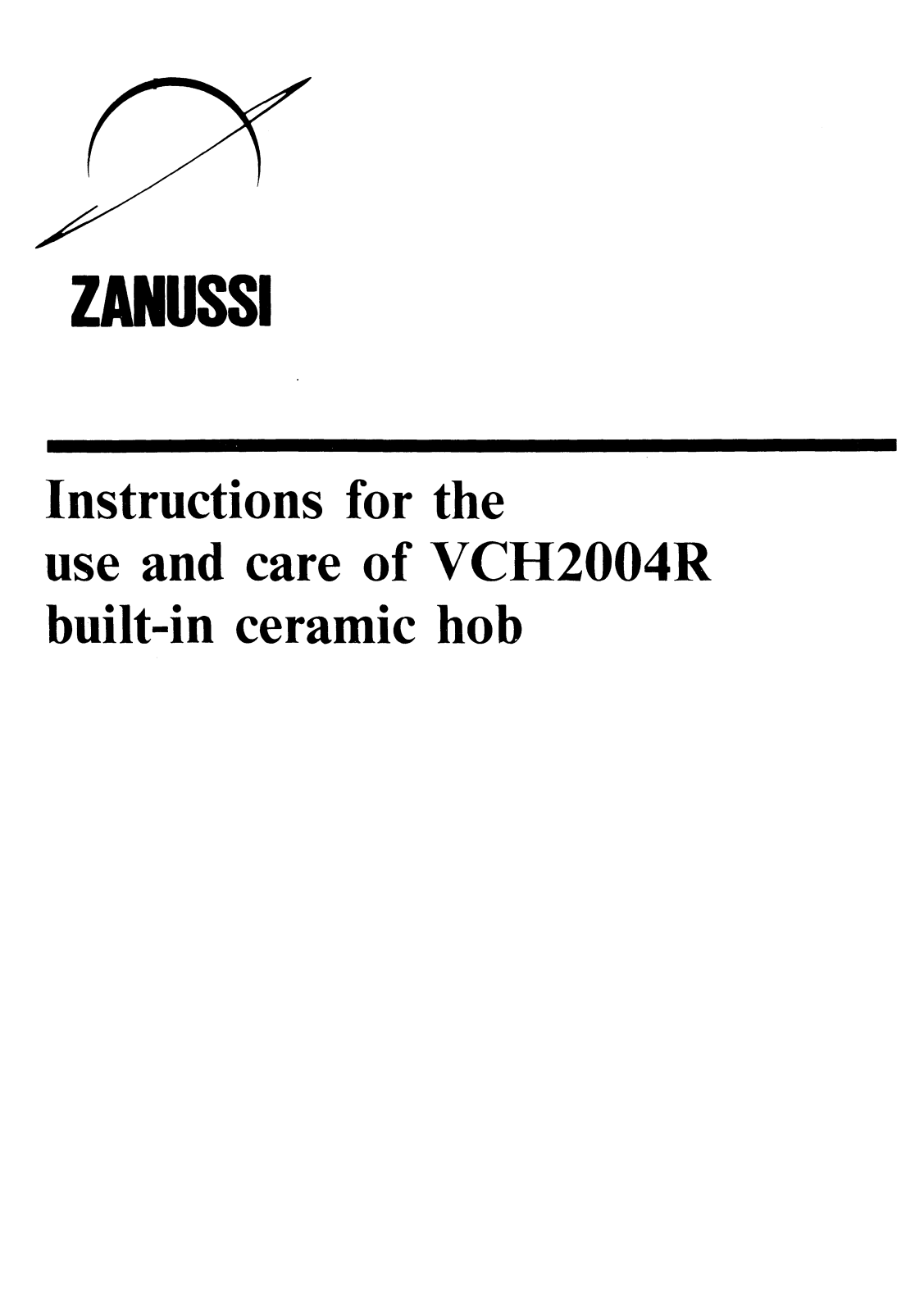 Zanussi VCH2004RW, VCH2004RB User Manual