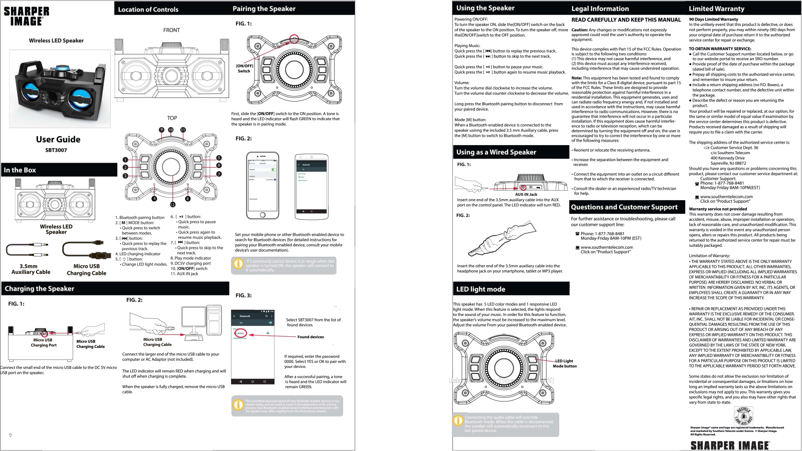 Sharper image SBT3007 User Manual