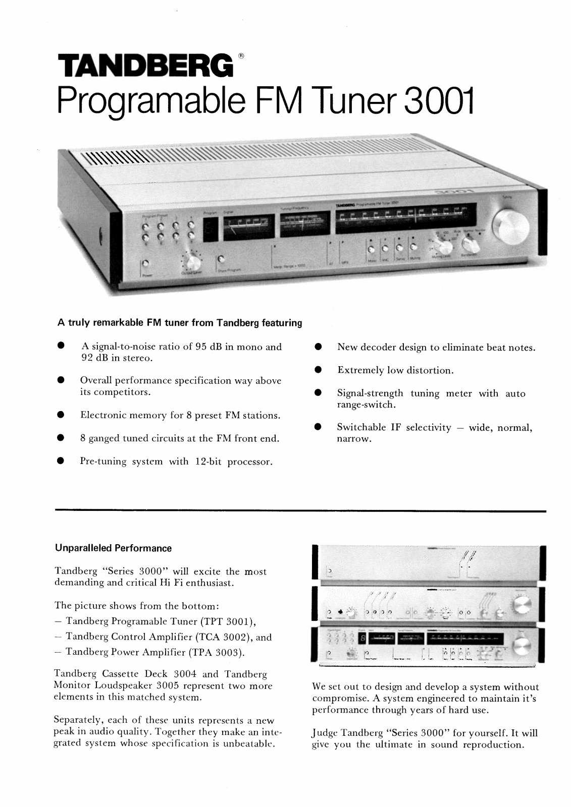 Tandberg TPT-3001 Brochure