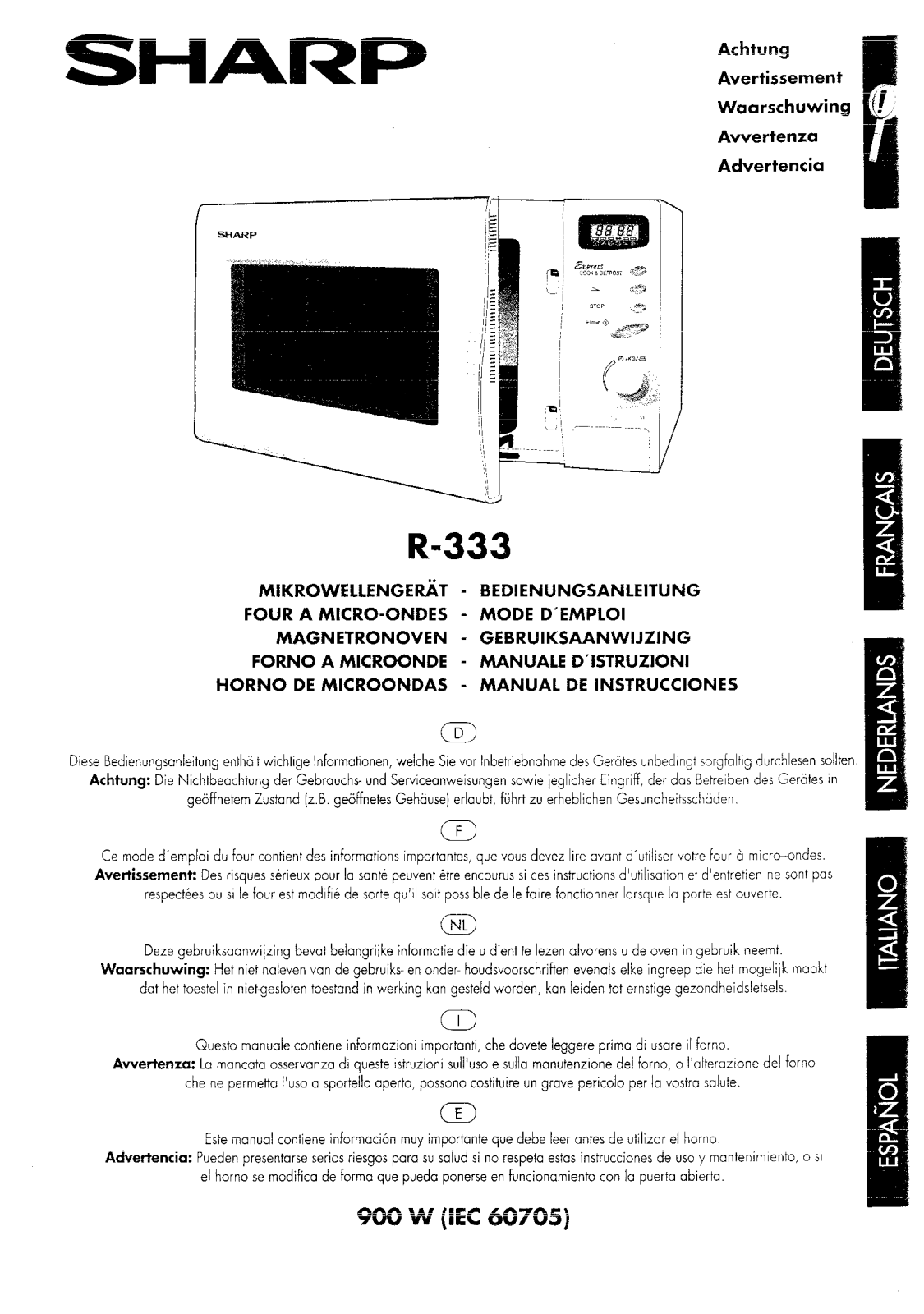 Sharp R-333 User Manual