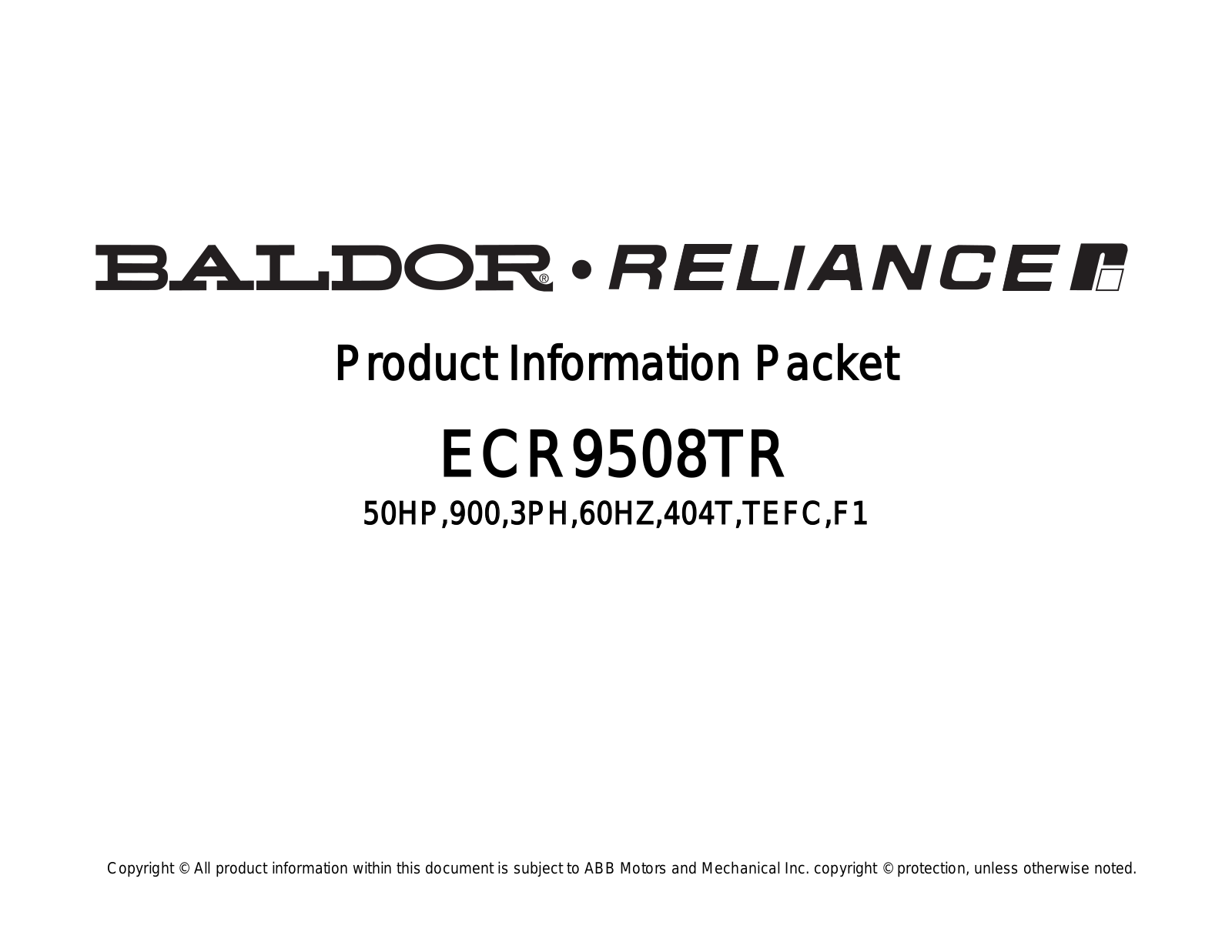 Baldor ECR9508TR Product Information Sheet