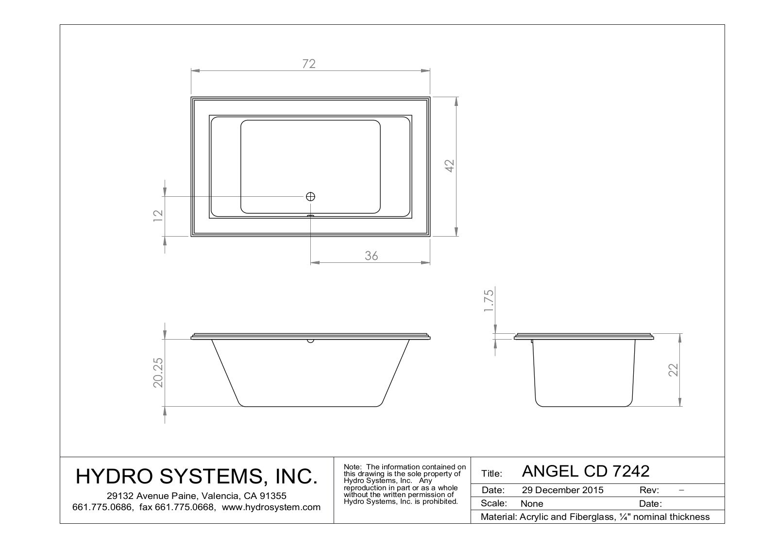 Hydro Systems Angel 7242 Shematics