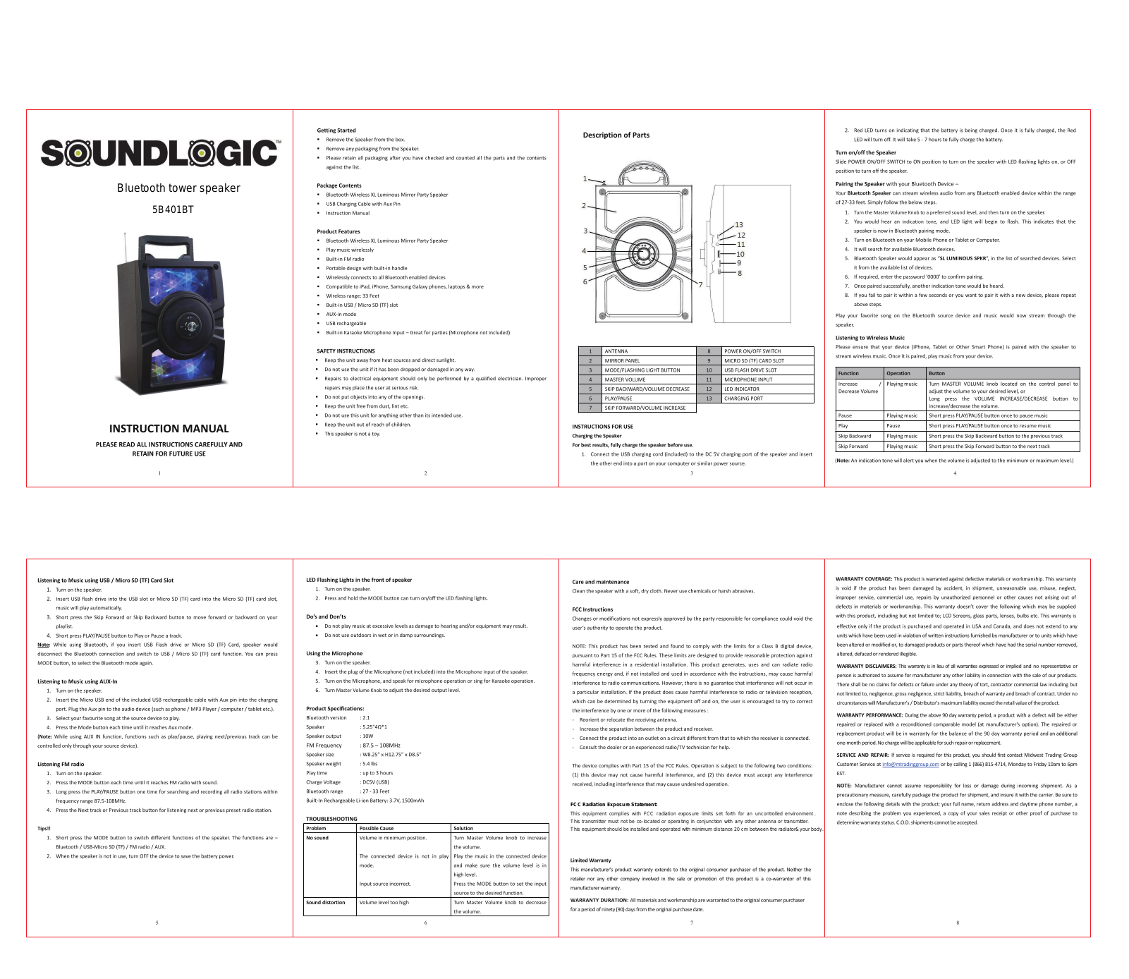 Eurosun 5B401BT Users manual