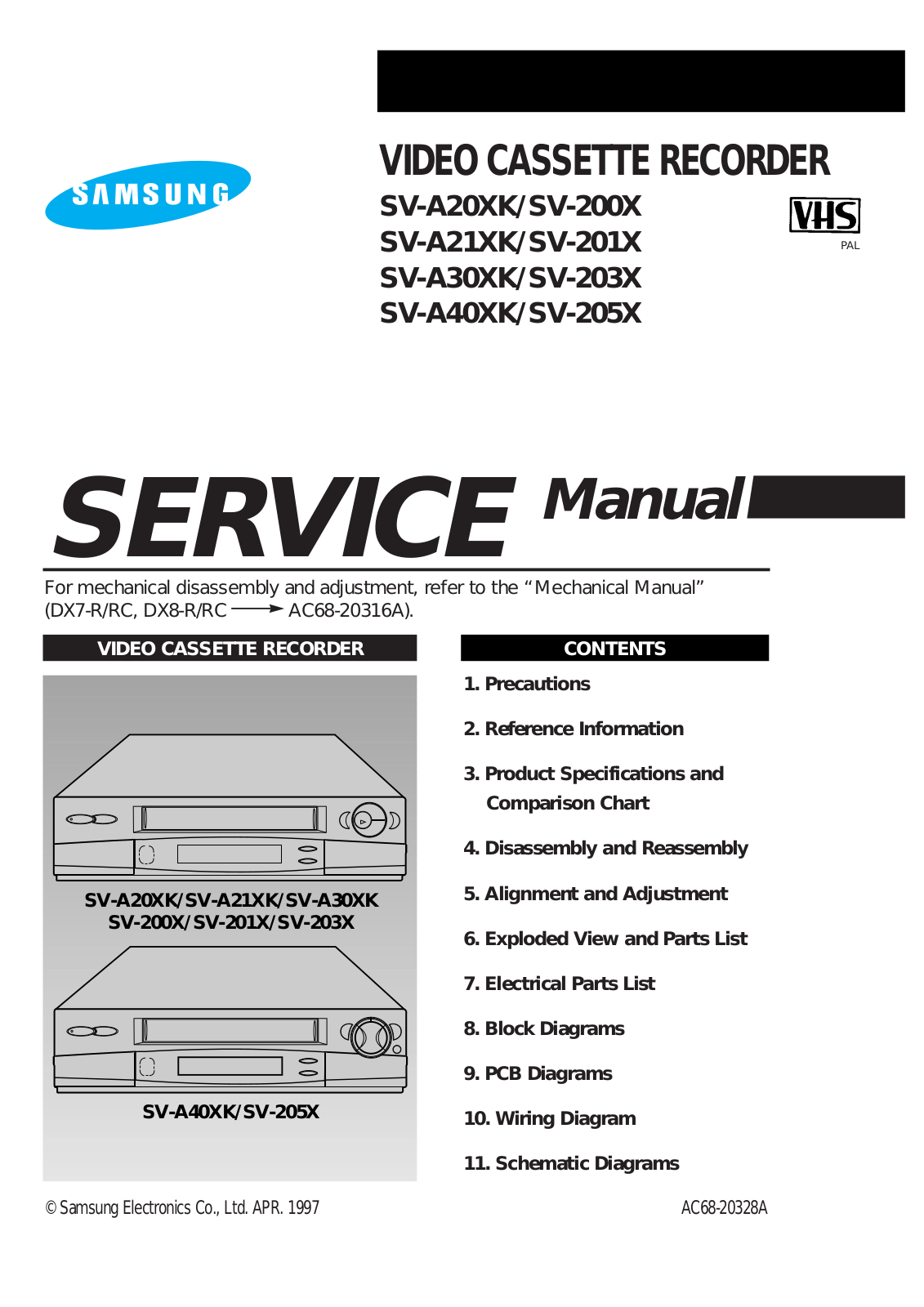 Samsung SV-205X, SV-A40XK, SV-203X, SV-A30XK, SV-201X Service Manual