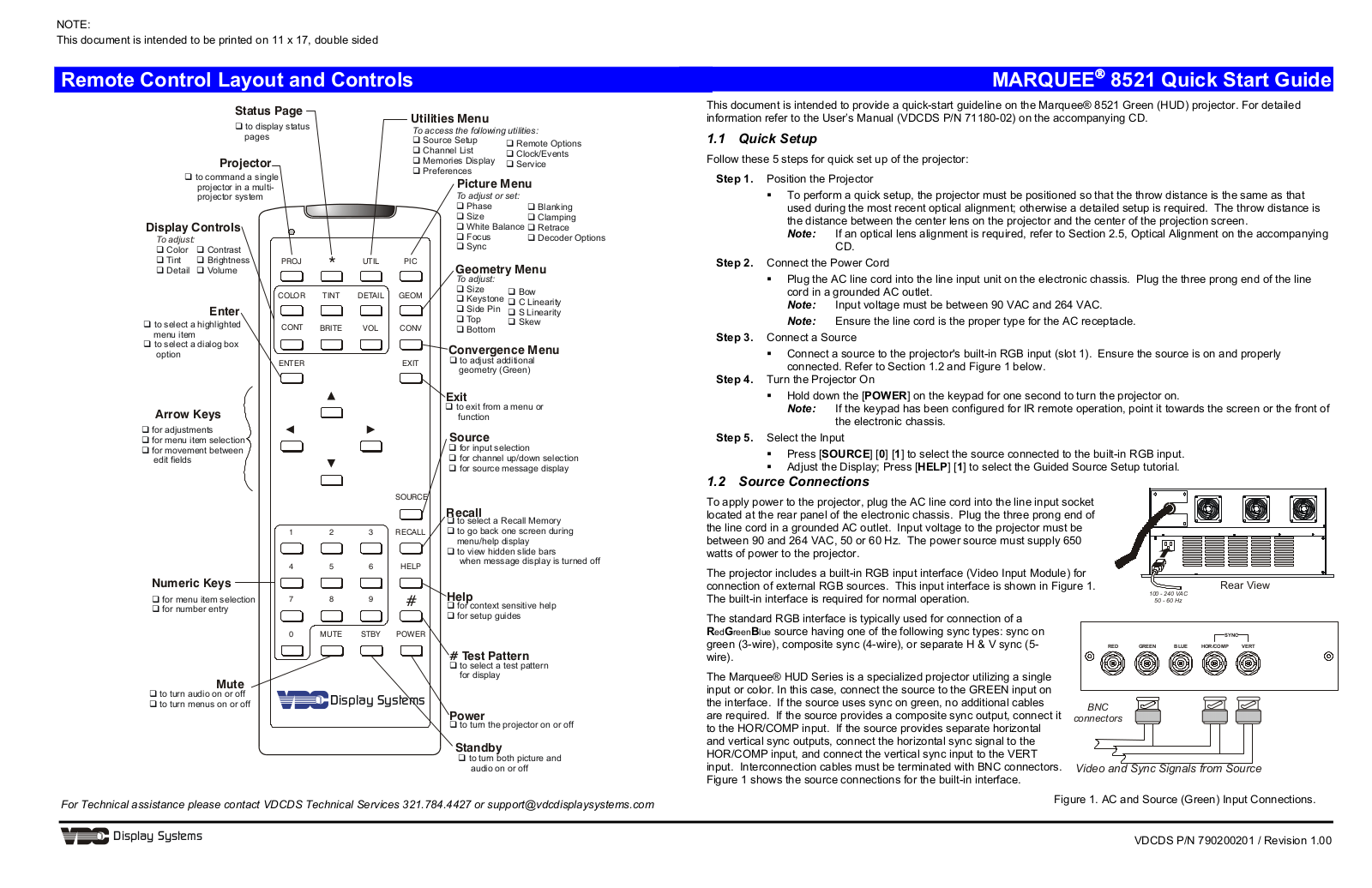 VDC Display Systems Marquee 8521 Quick Start Manual