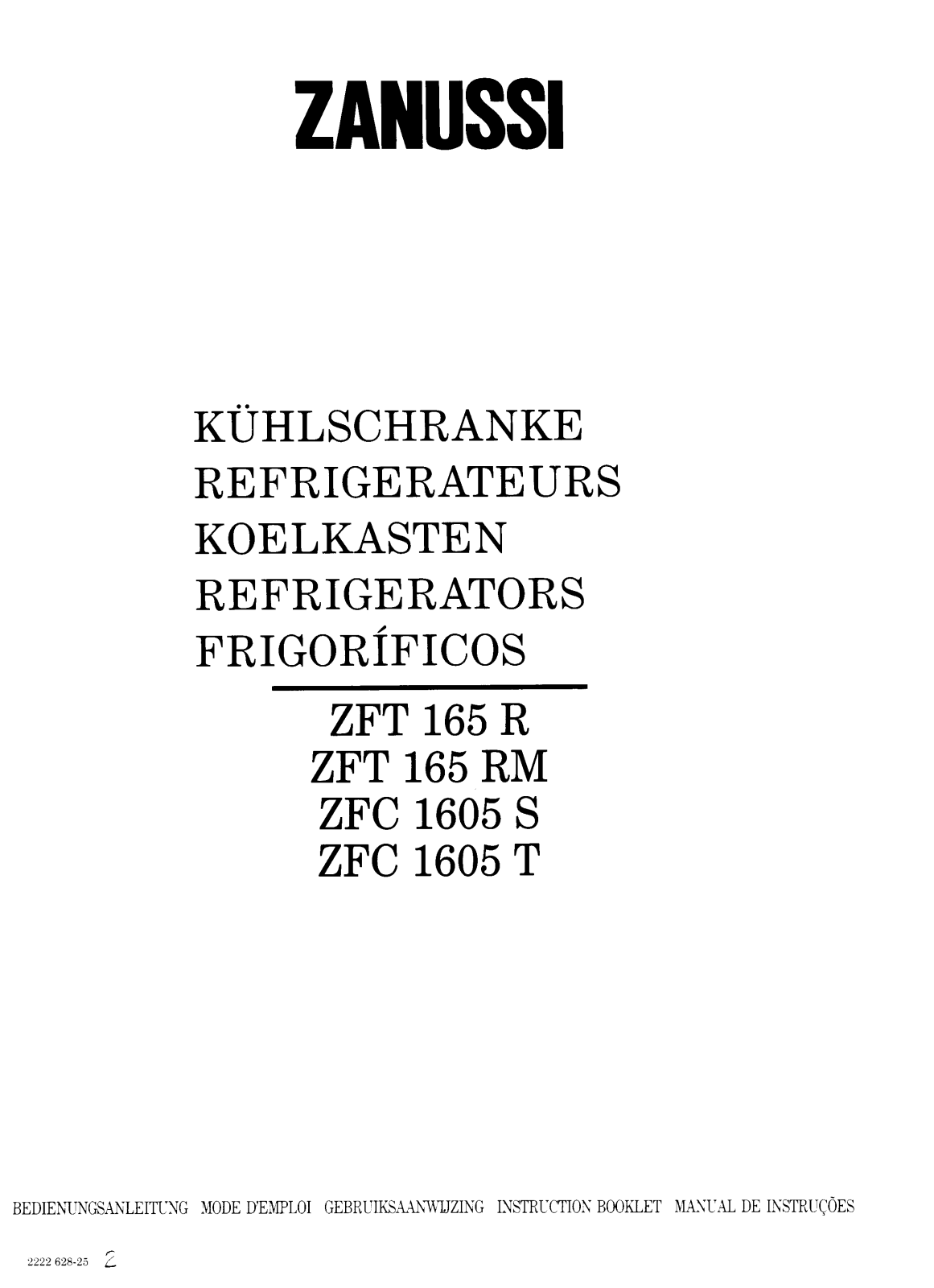 Zanussi ZFC1605S, ZFT165R, ZFC1605T User Manual