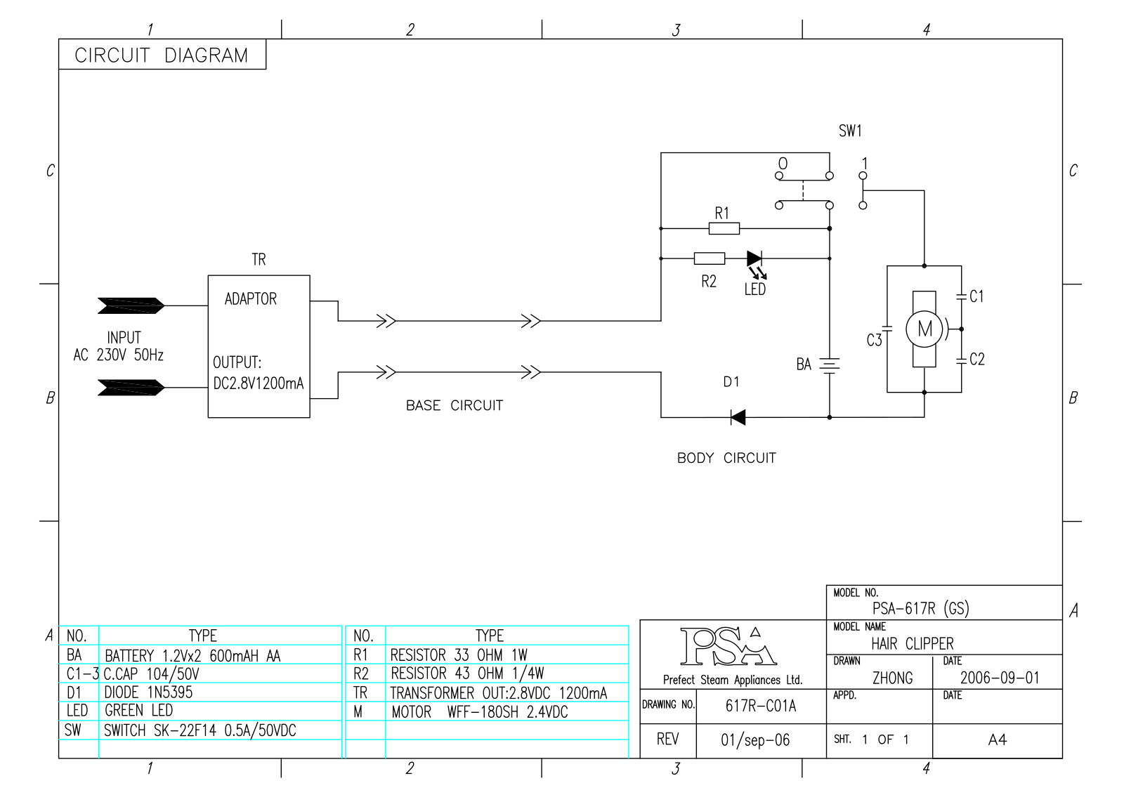 Vitek PSA-617R Circuit diagrams