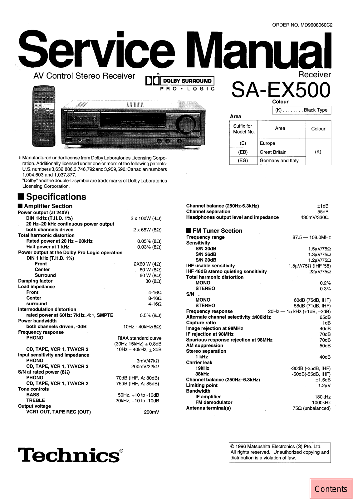 Technics SAEX-500 Service manual