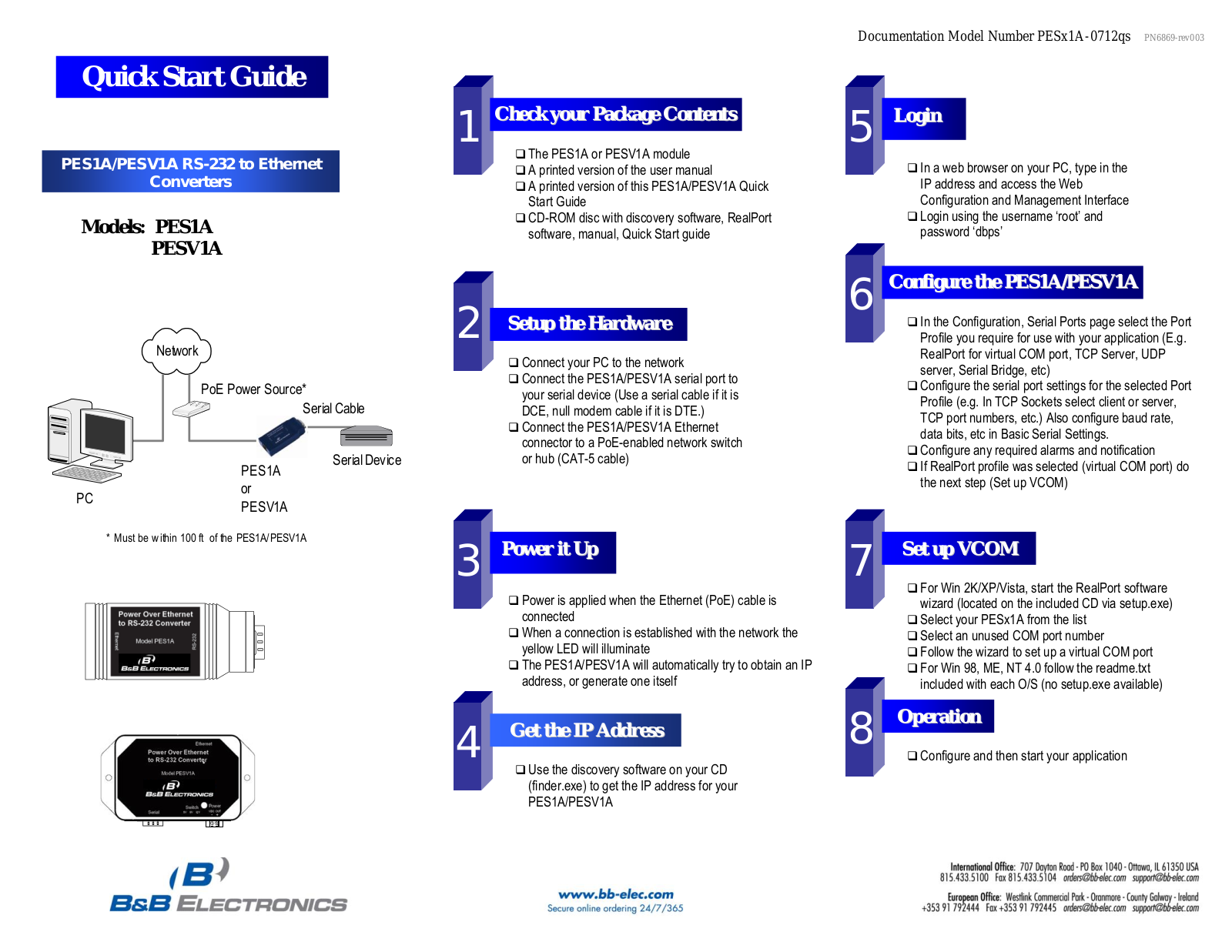 B&B Electronics PESV1A Quick Start Guide