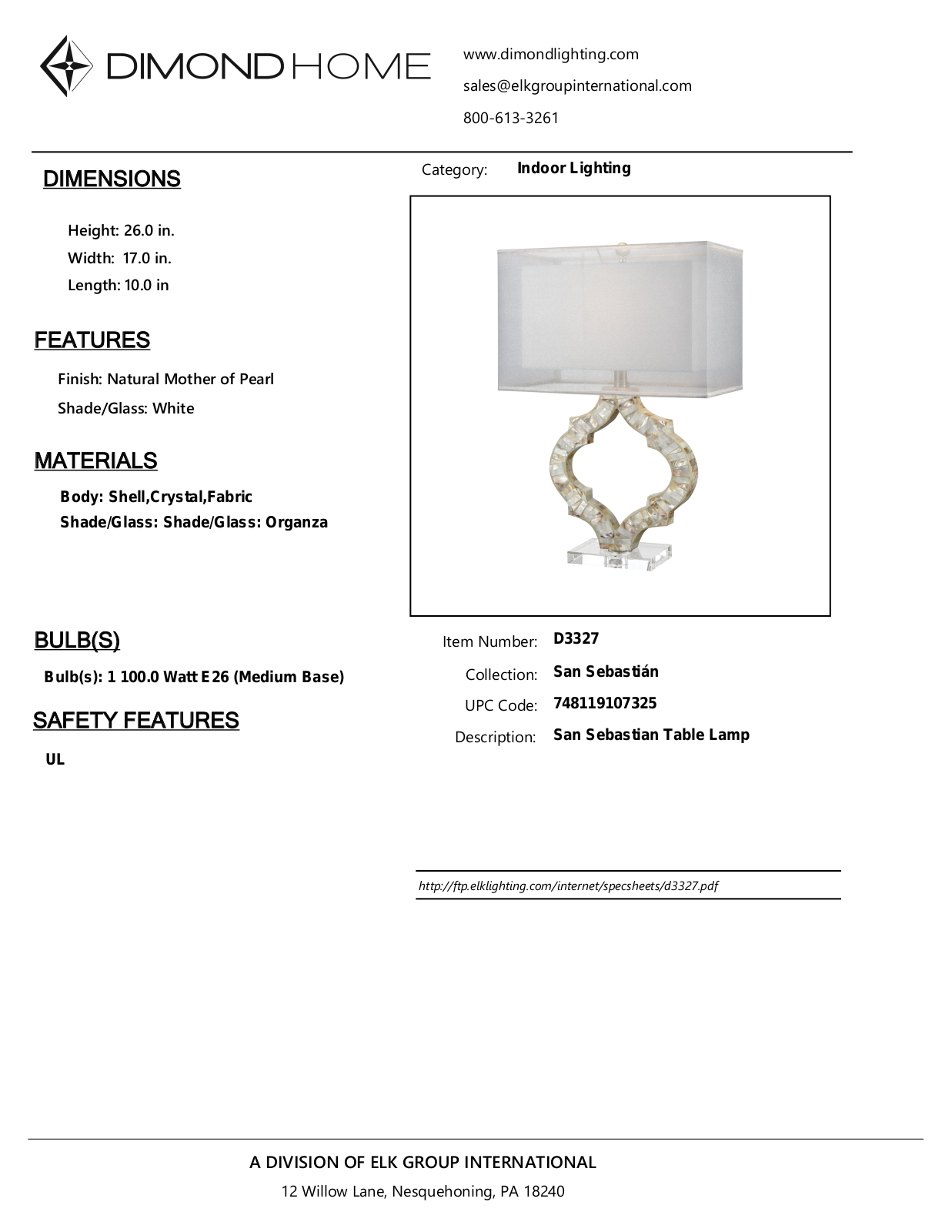 ELK Home D3327 User Manual