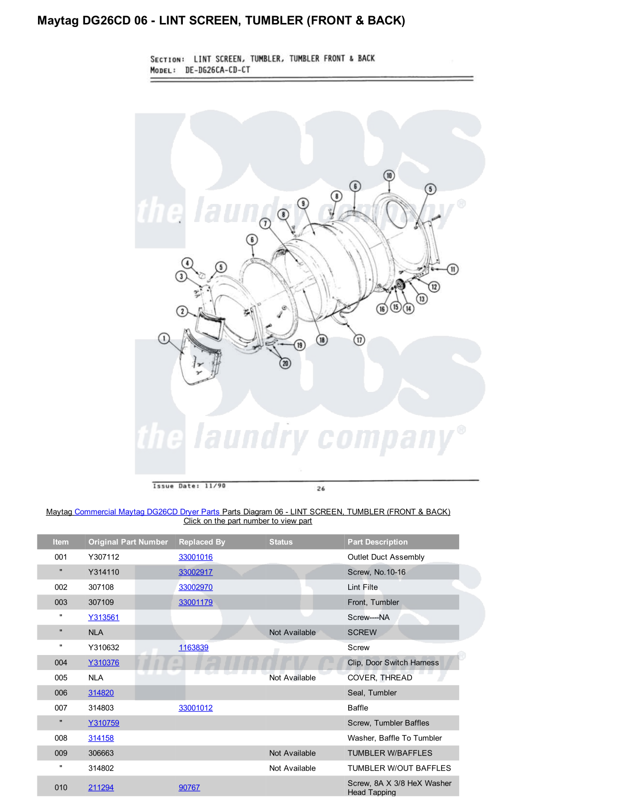 Maytag DG26CD Parts Diagram