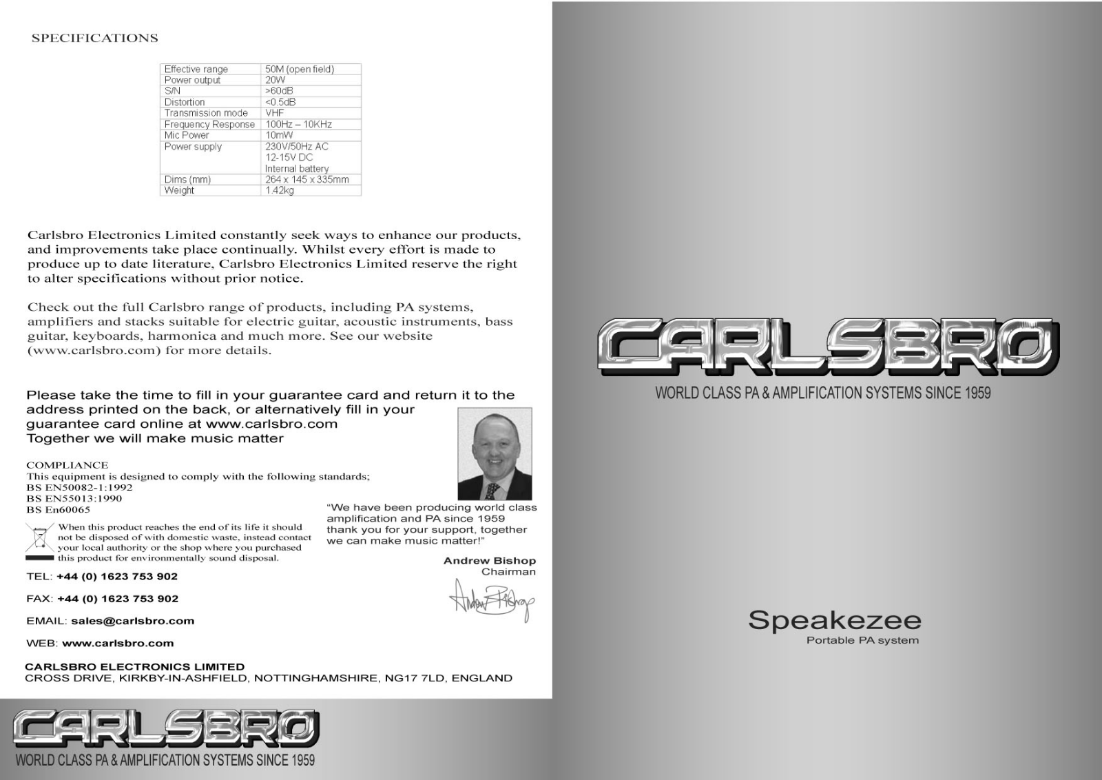 Carlsbro SPEAKEASY User Manual