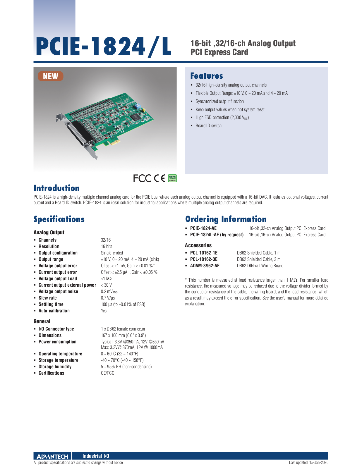 advantech PCIE-1824/L Product information