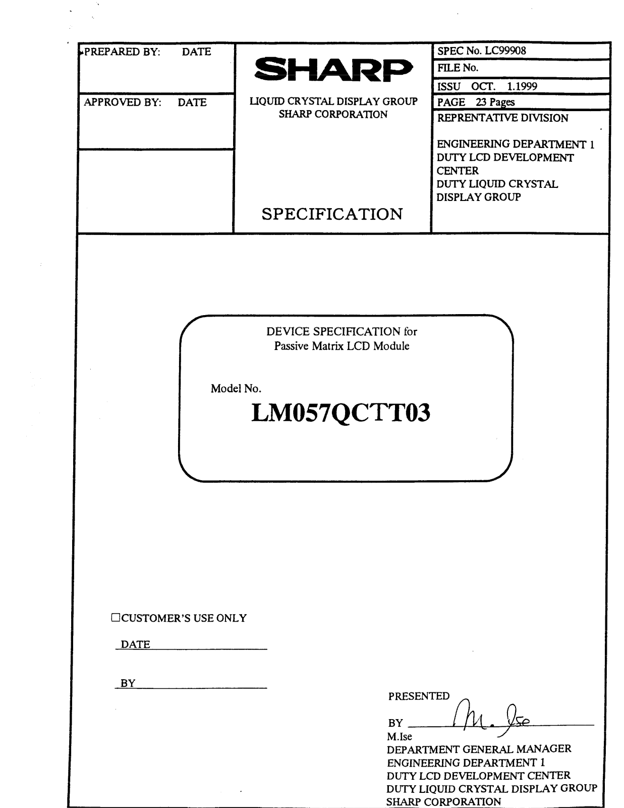 Datasheet LM057QCTT03 Datasheet (Sharp) - ManualMachine.com