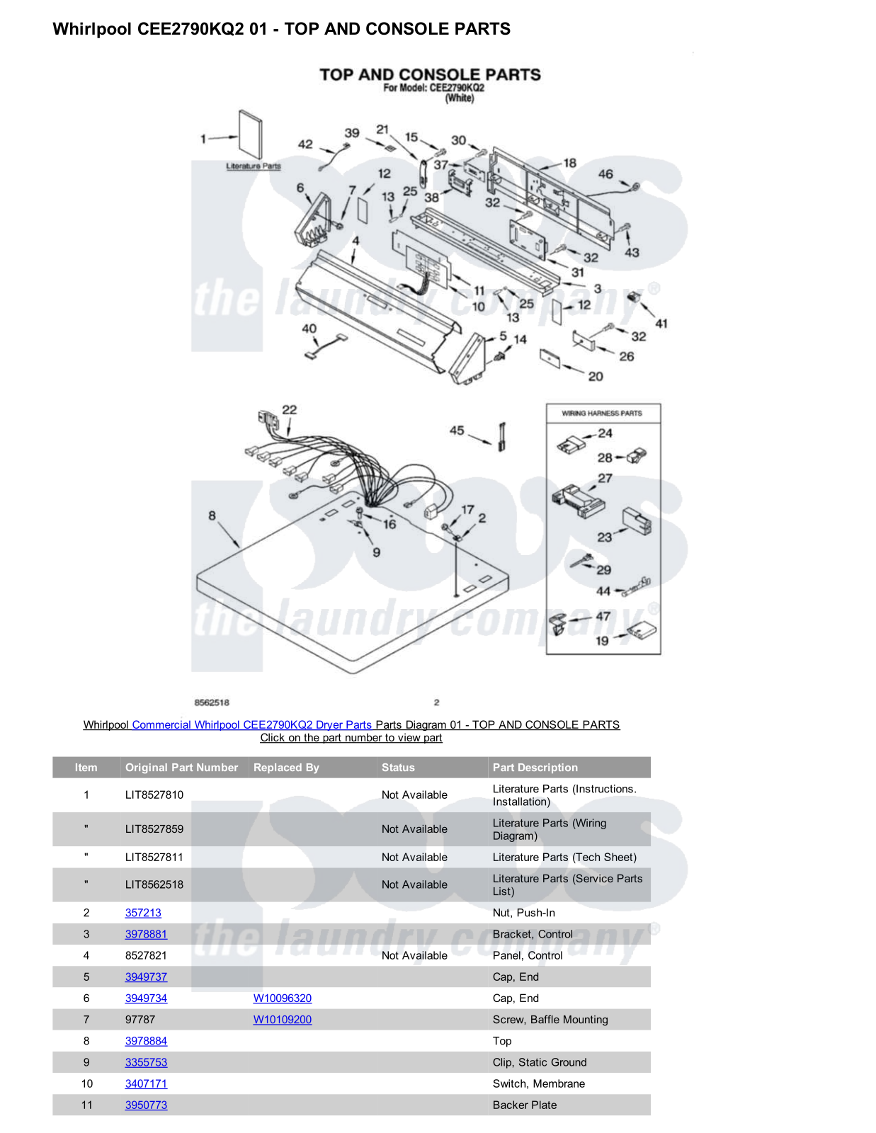 Whirlpool CEE2790KQ2 Parts Diagram