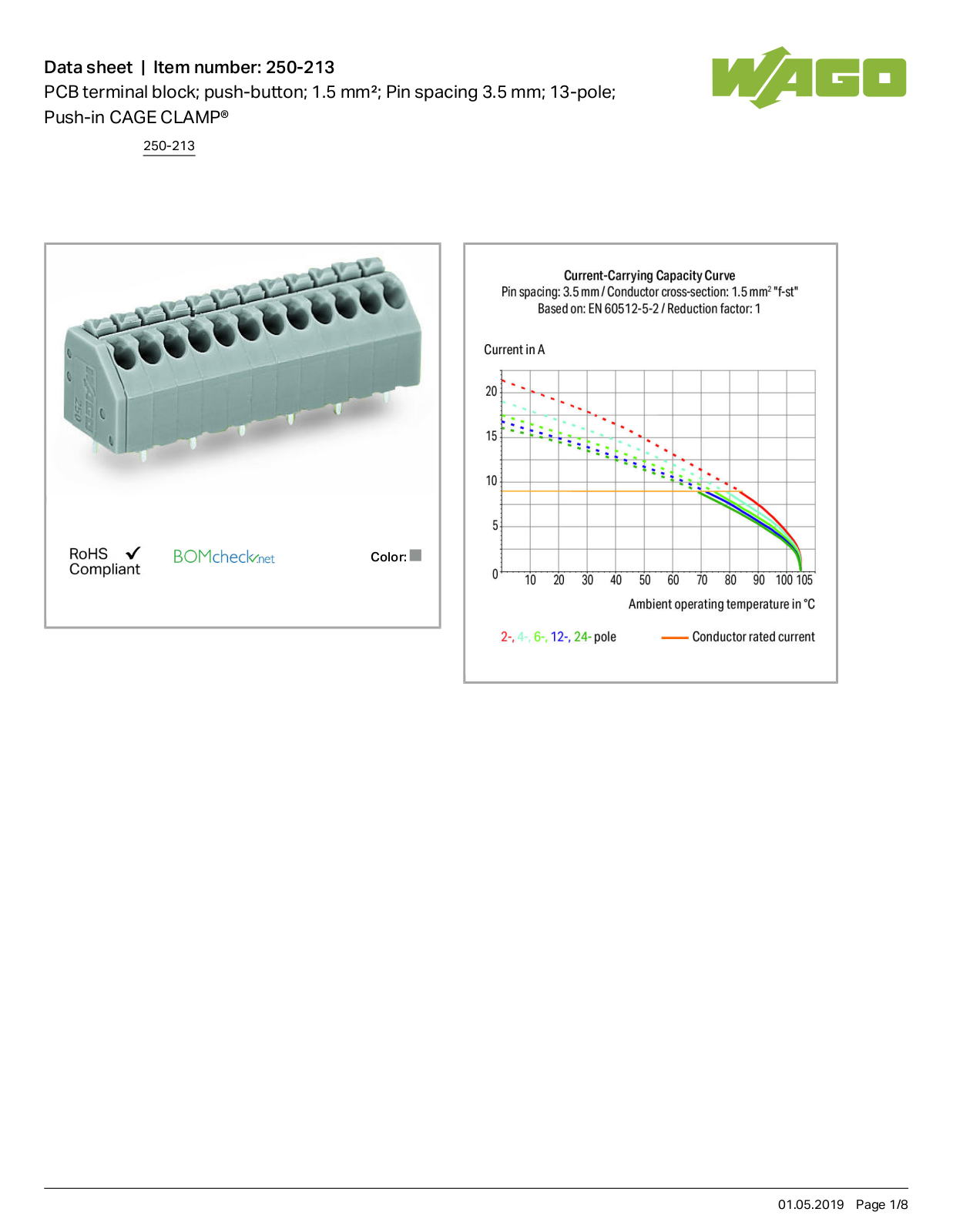 Wago 250-213 Data Sheet