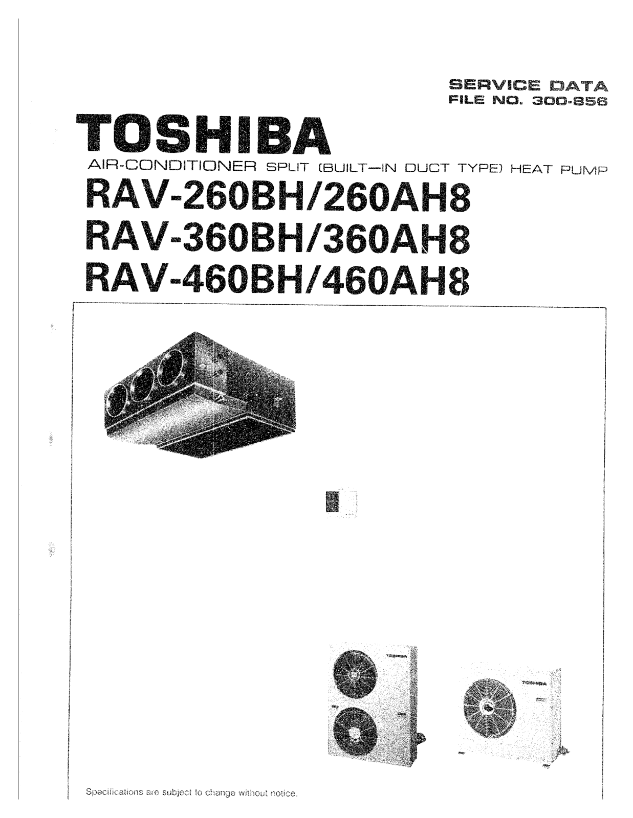 Toshiba RAV-360BH, RAV-460BH SERVICE MANUAL